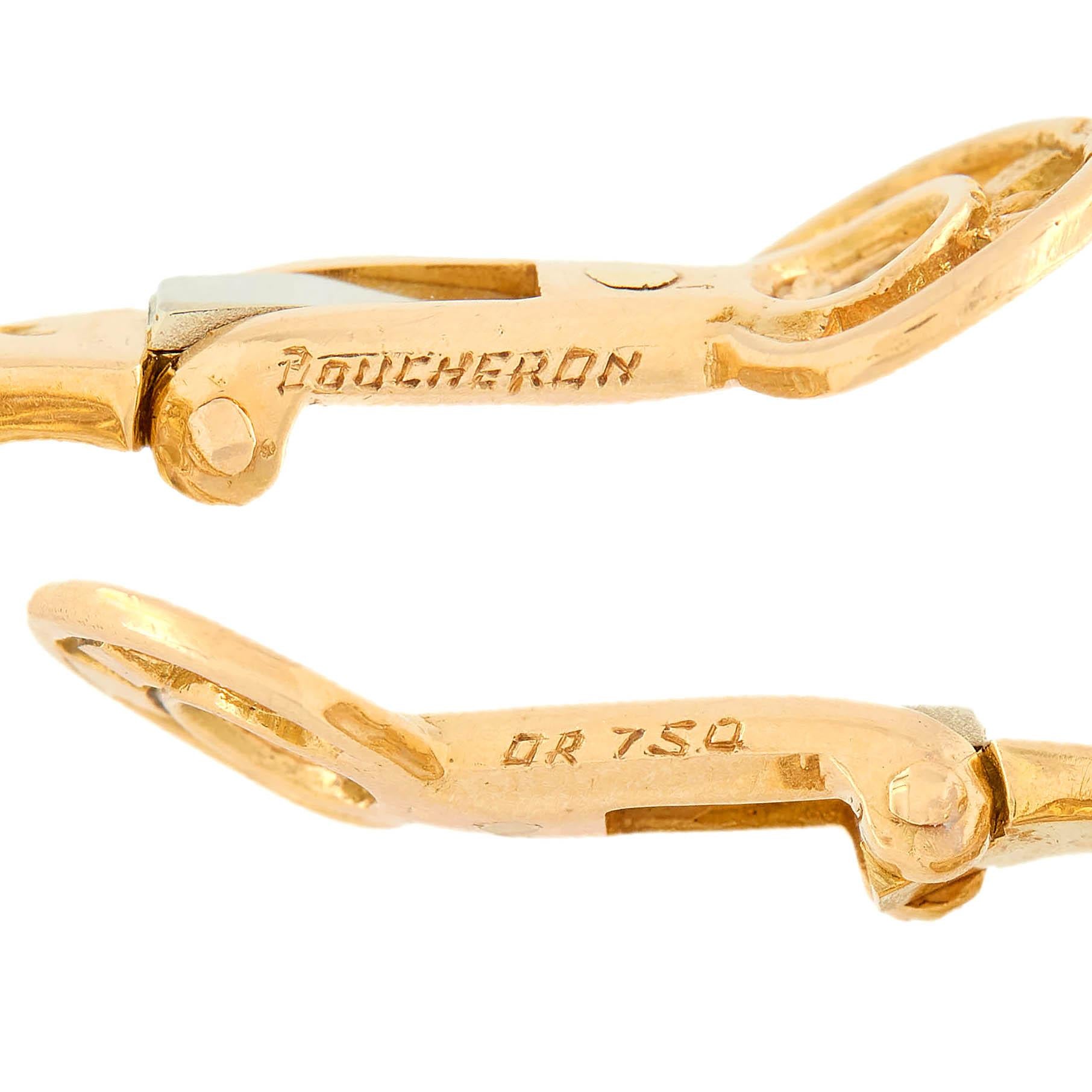 Boucheron French Rock Crystal 18K Gold Sapphire Ruby Diamond Vintage Earrings