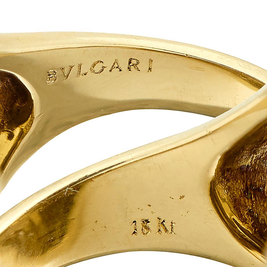 Bvlgari 1970's Diamond Tiger's Eye Quartz 18 Karat Yellow Gold Vintage Ring
