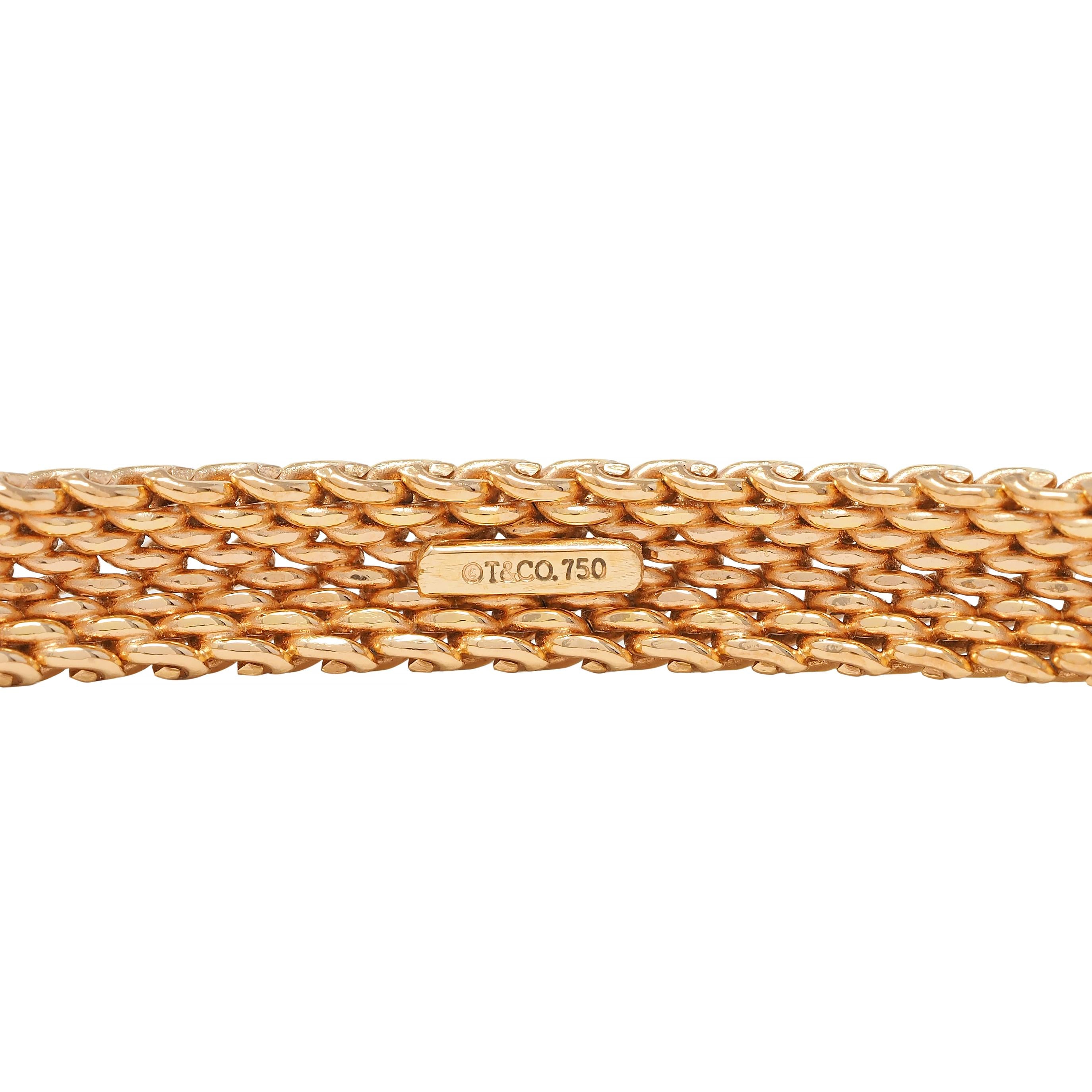 Tiffany & Co. 18 Karat Rose Gold Woven Mesh Somerset Bangle Bracelet