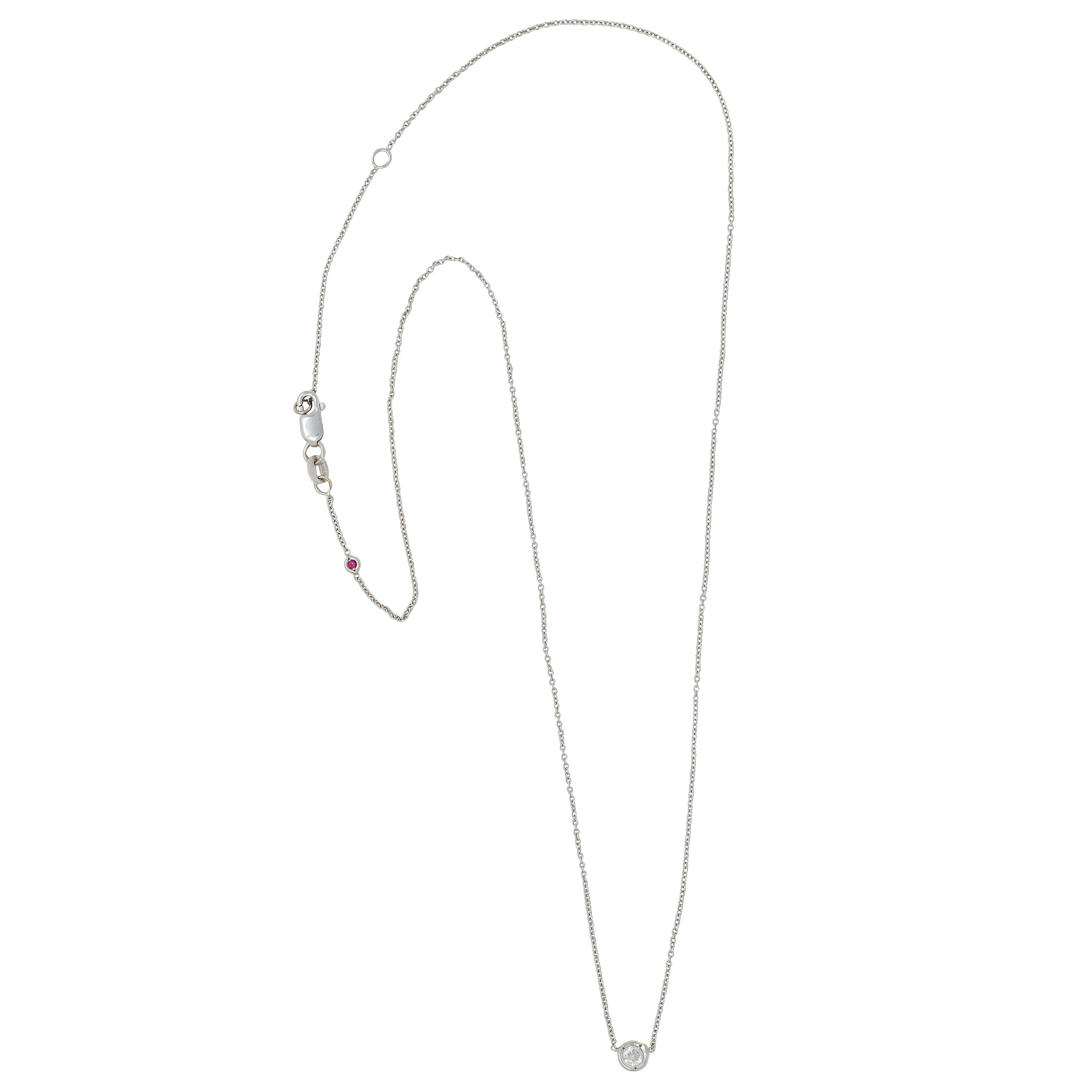 Roberto Coin 2000's Diamond Ruby 18K White Gold Diamonds By The Inch Necklace