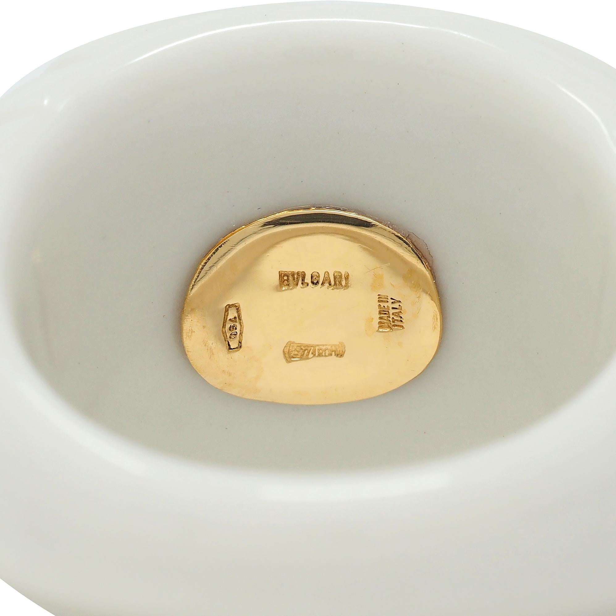 Bulgari 1990's Citrine Porcelain Ceramic 18 Karat Gold Chandra Vintage Ring