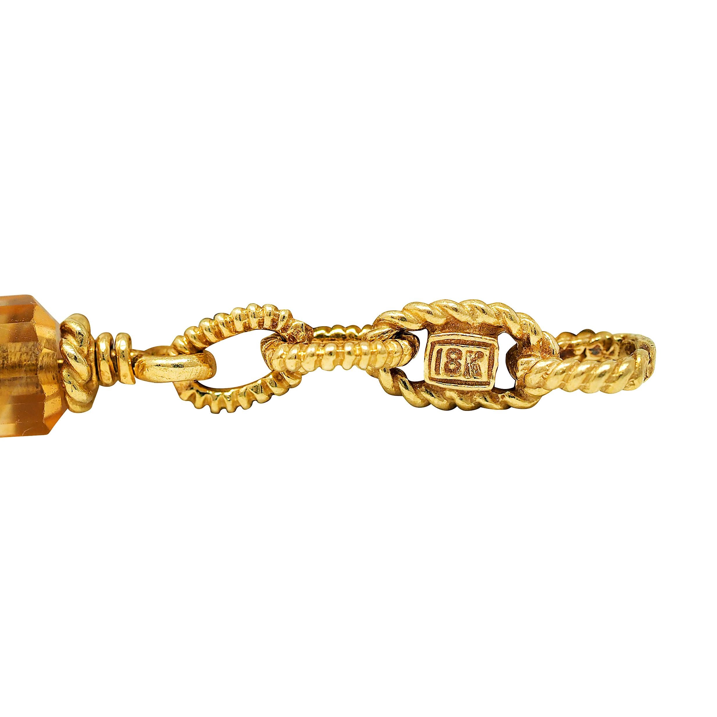 Judith Ripka 2000's Citrine Diamond 18 Karat Yellow Gold Bead Chain Necklace