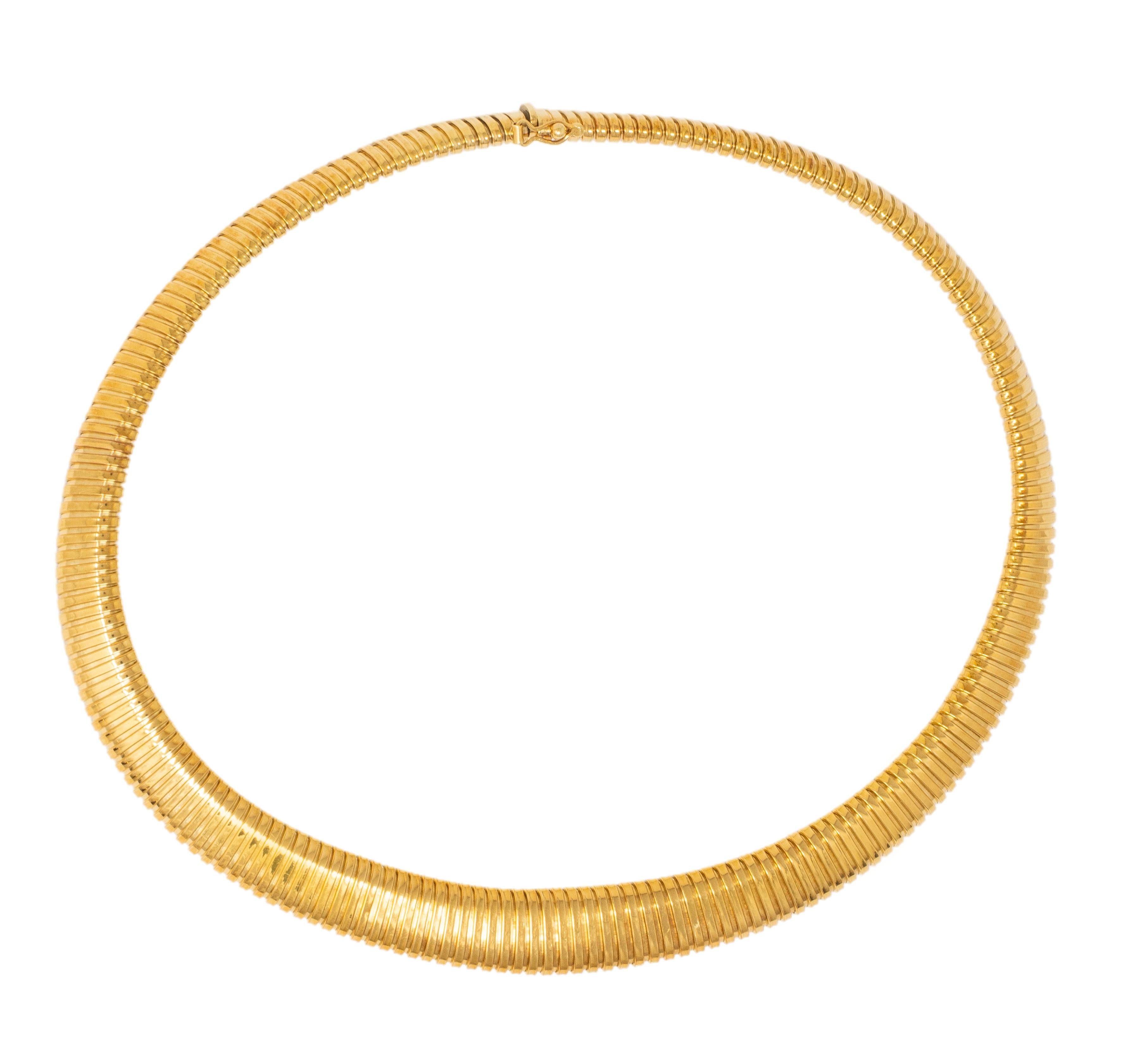 Cartier 1980's 18 Karat Yellow Gold Vintage Graduated Tubogas Collar Necklace