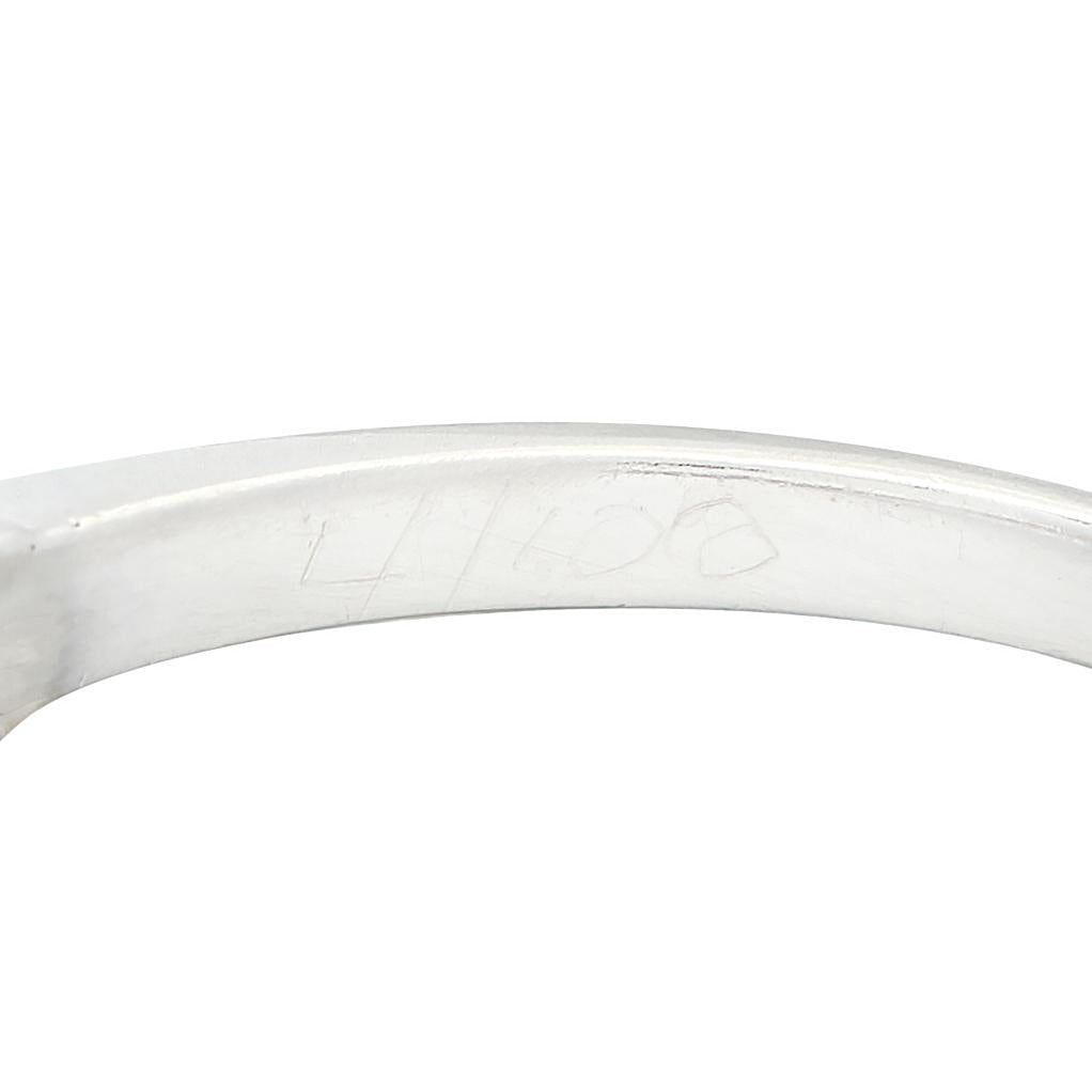 Mid-Century Emerald Cut Diamond Platinum Three Stone Vintage Engagement Ring