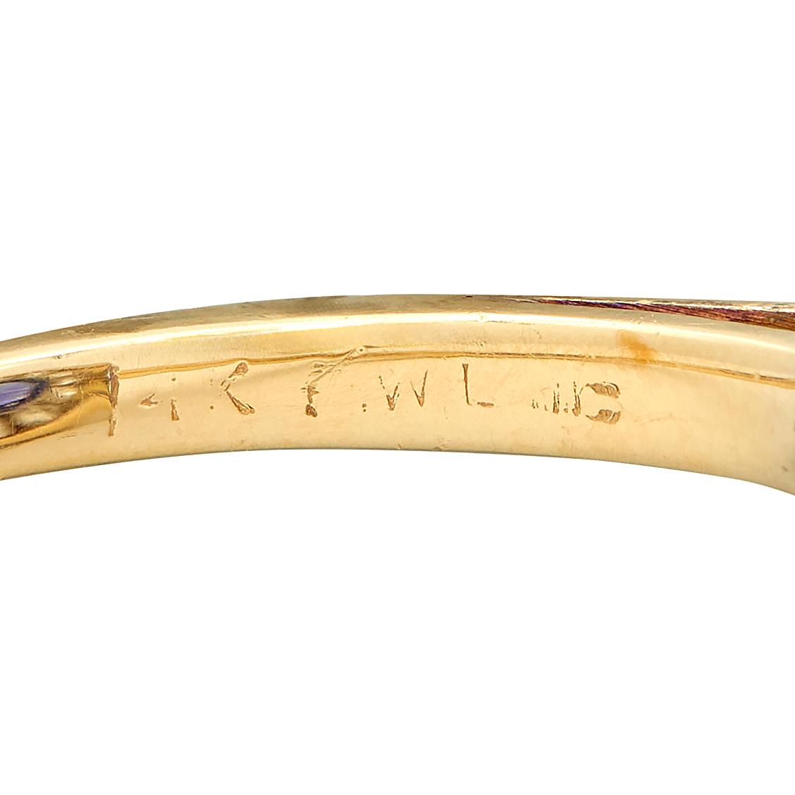 Frank Walter Lawrence No Heat Ceylon Sapphire Diamond 14K Gold Antique Halo Ring