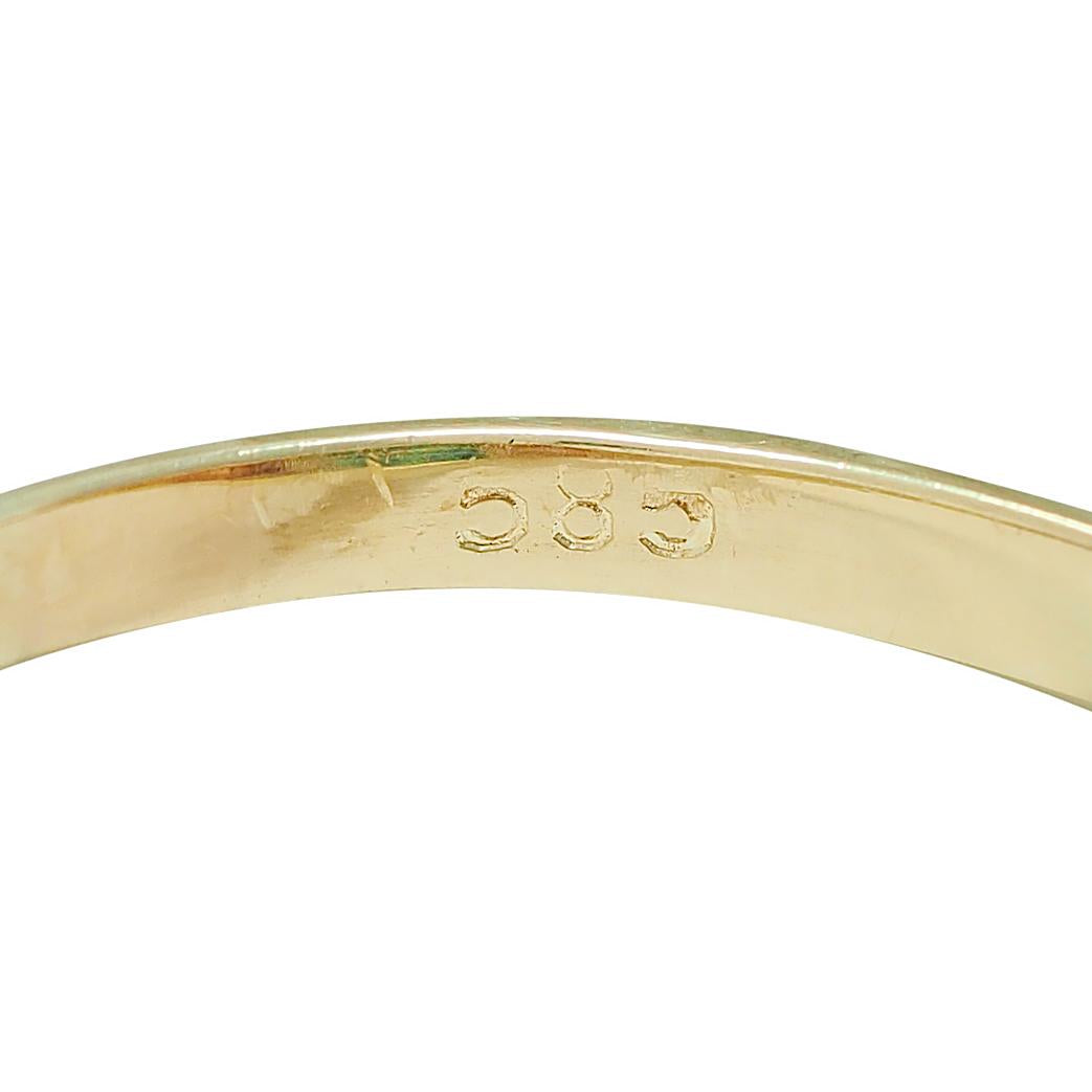 Retro French Tourmaline 14 Karat Two-Tone Gold Domed Vintage Tank Ring