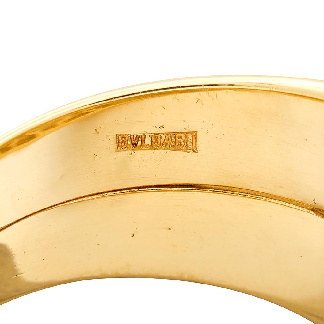 Bulgari Tourmaline Peridot Ceramic 18 Karat Yellow Gold Chandra Ring