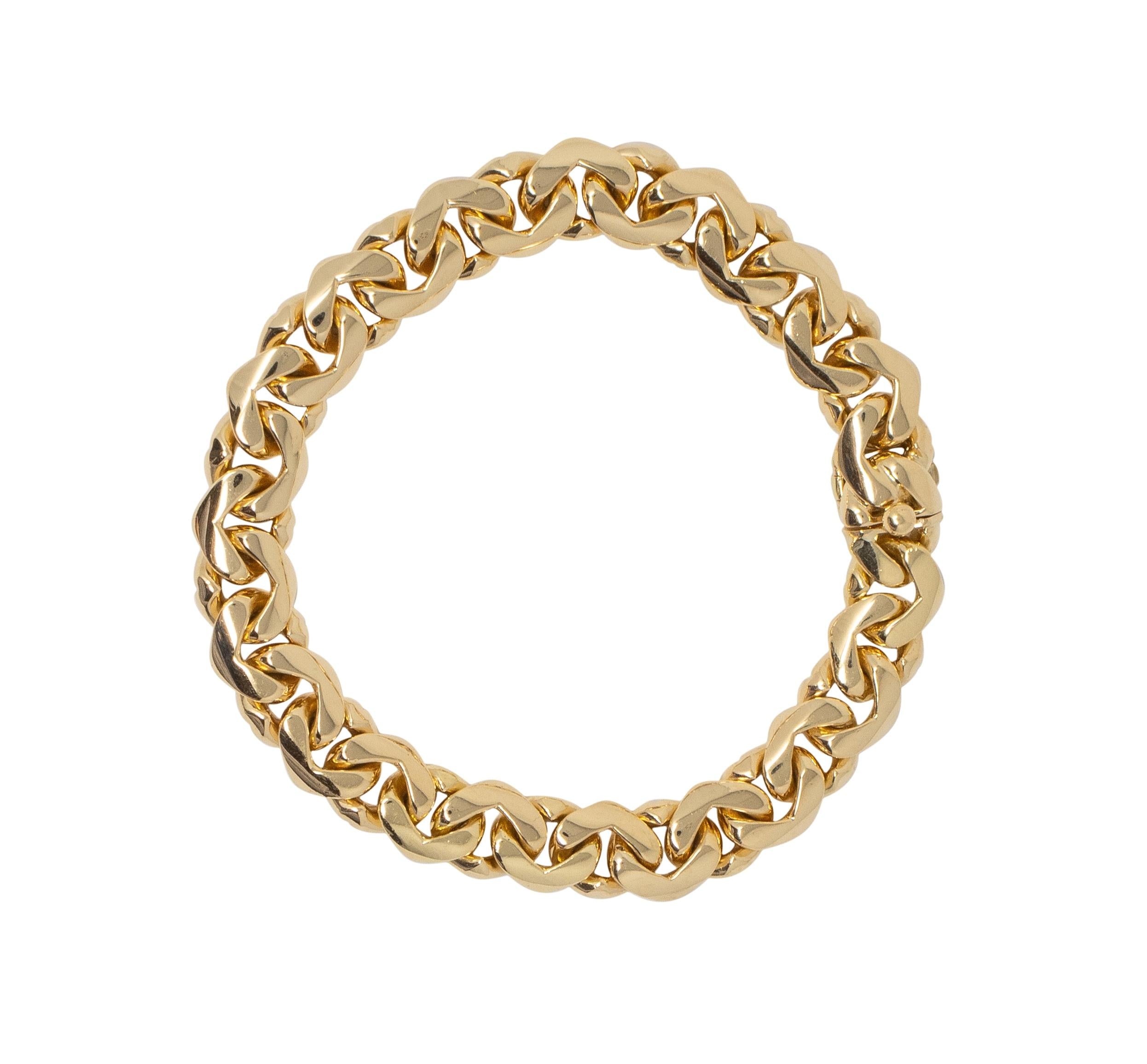 Bulgari 1970's 18 Karat Yellow Gold Vintage Chestnut Unisex Link Bracelet