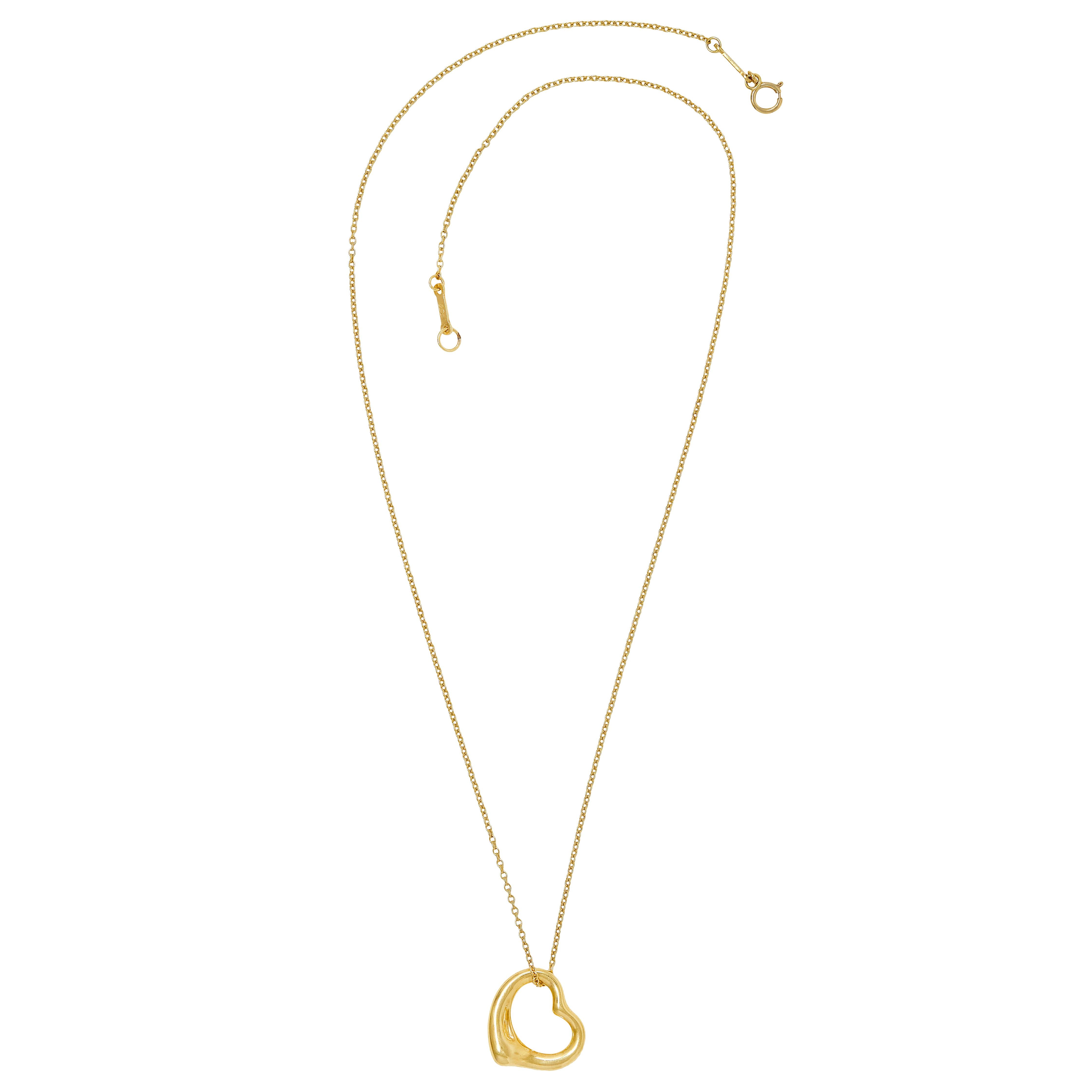 Tiffany & Co. Elsa Peretti 18K Yellow Gold Small Open Heart Pendant Necklace