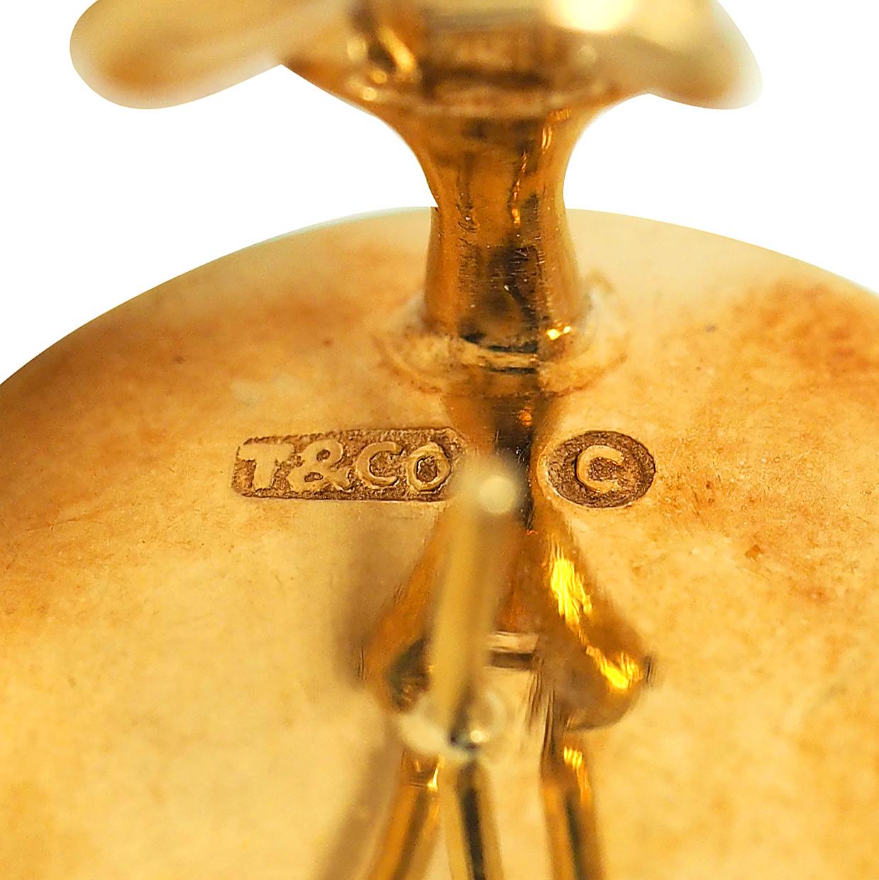 Tiffany & Co. 1980's Opal Onyx Inlay 18K Gold Vintage Checkerboard Earrings