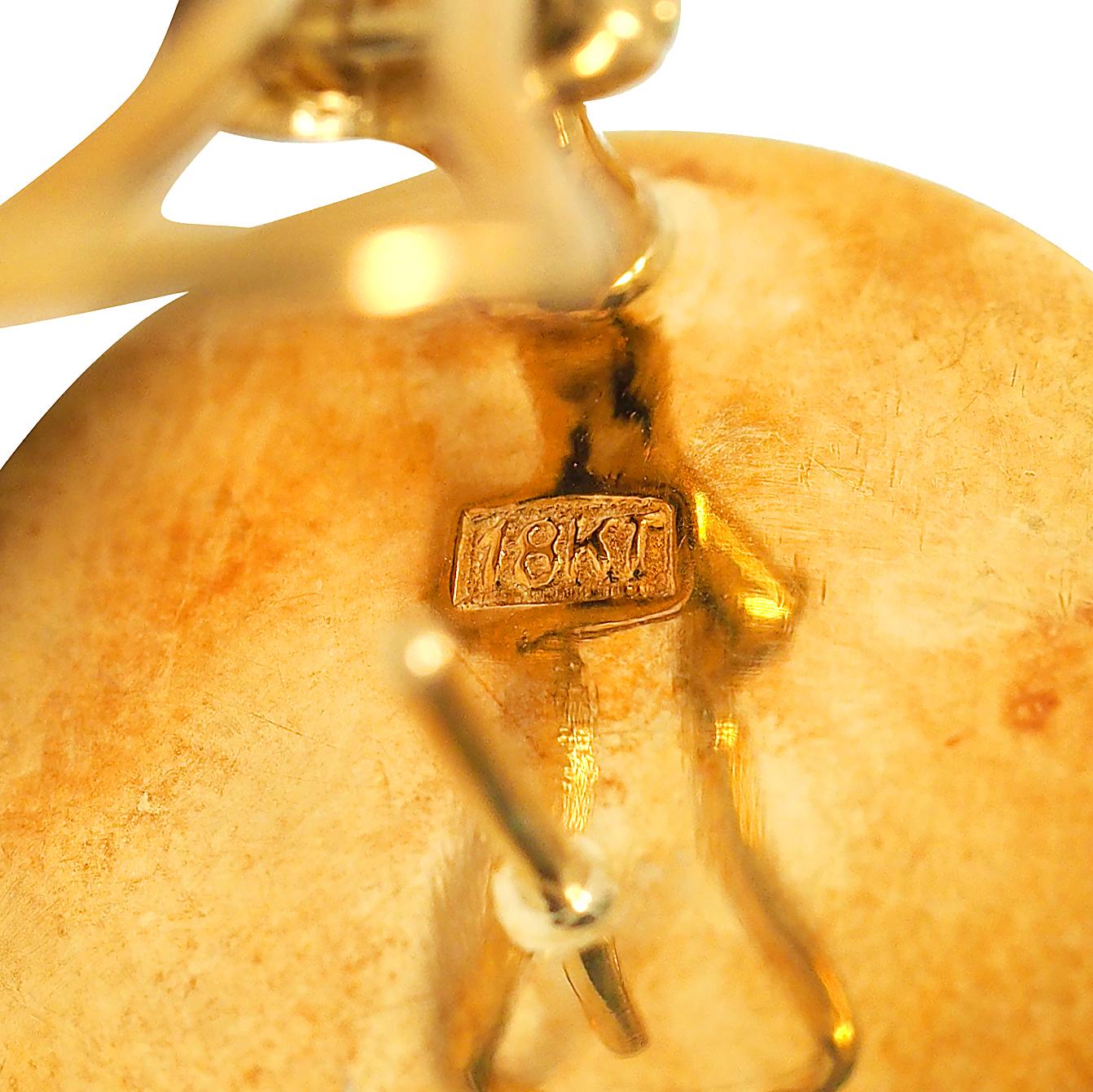 Tiffany & Co. 1980's Opal Onyx Inlay 18K Gold Vintage Checkerboard Earrings