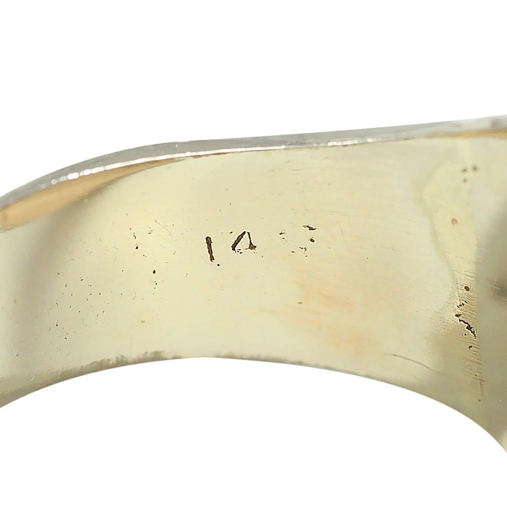 Edwardian 14 Karat White Gold Antique Fox Intaglio Unisex Signet Ring