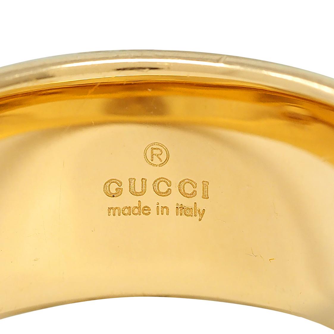 Gucci Contemporary 18 Karat Yellow Gold Diamantissima Wide Band Ring