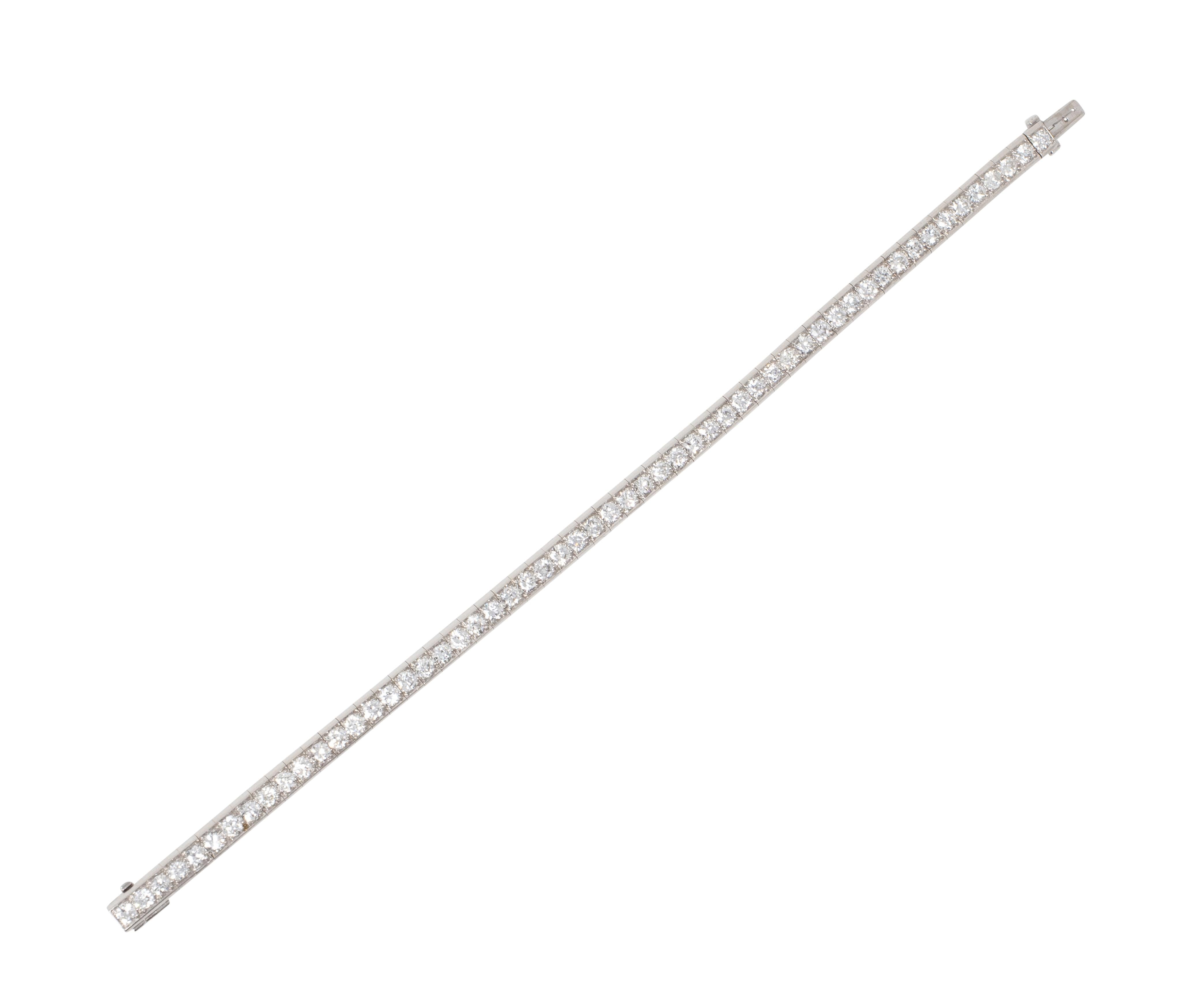 1950's Old European Cut Diamond Platinum Vintage Line Bracelet