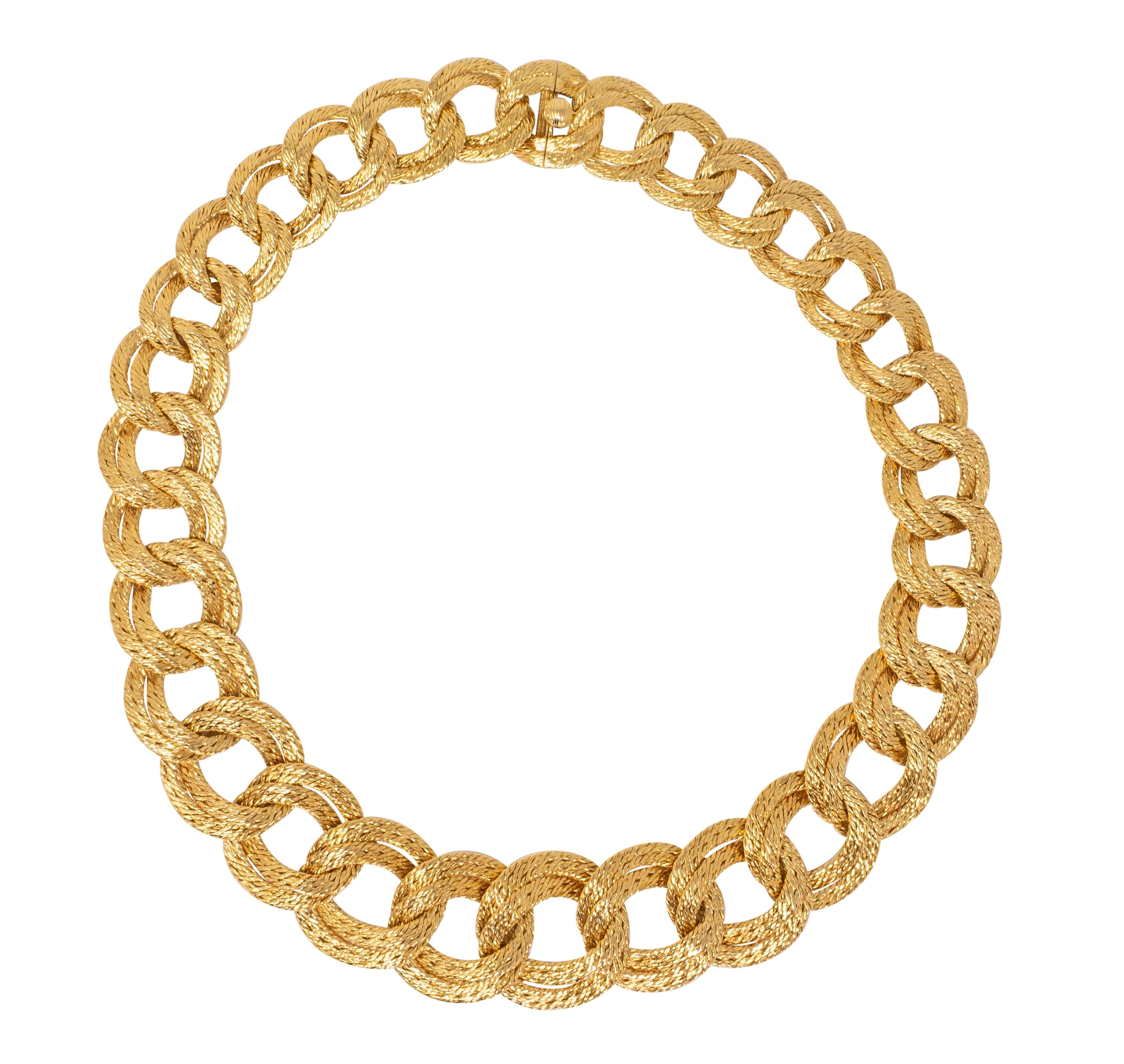 Georges L'Enfant French 1970's 18K Gold Vintage Mesh Curb Link Chain Necklace