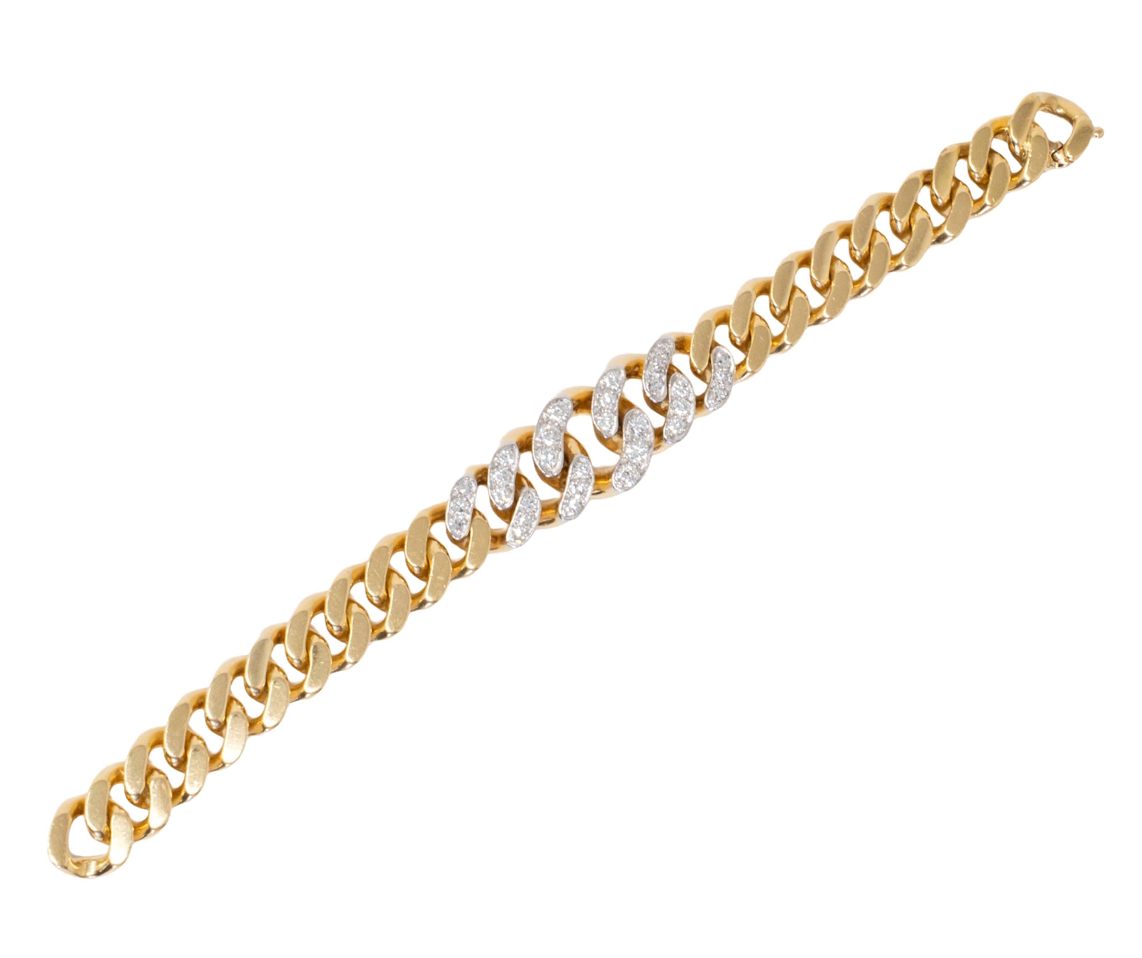Cartier 1970's Diamond 18 Karat Gold Vintage Curb Link Chain Bracelet Necklace