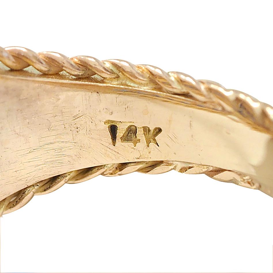 1960's Diamond Sapphire Platinum 14K Gold Vintage Twisted Rope Band Ring