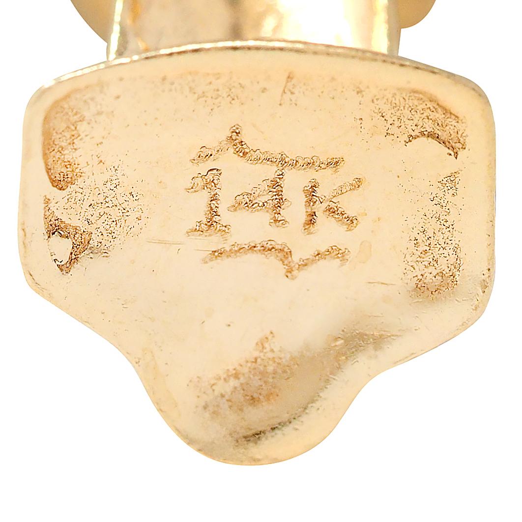 1960's Multi-Gem 14K Yellow Gold Vintage Harp Musical Instrument Pendant Charm