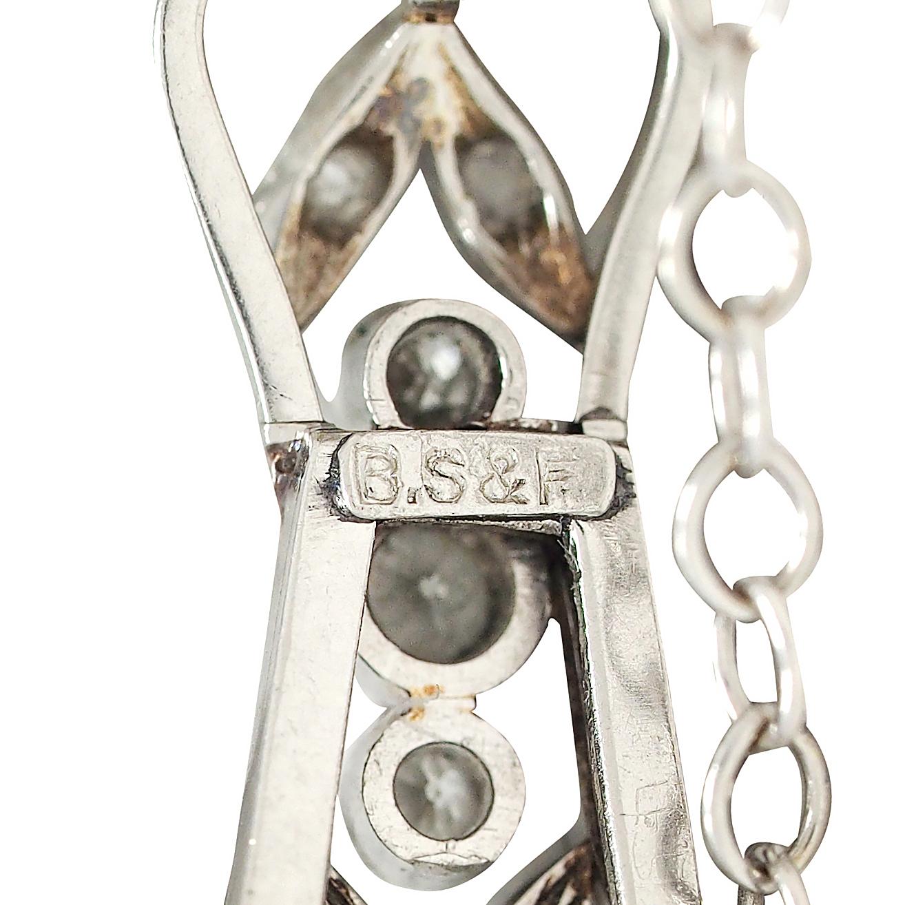 Black Starr & Frost Belle Époque Diamond Pearl Platinum Antique Line Bracelet