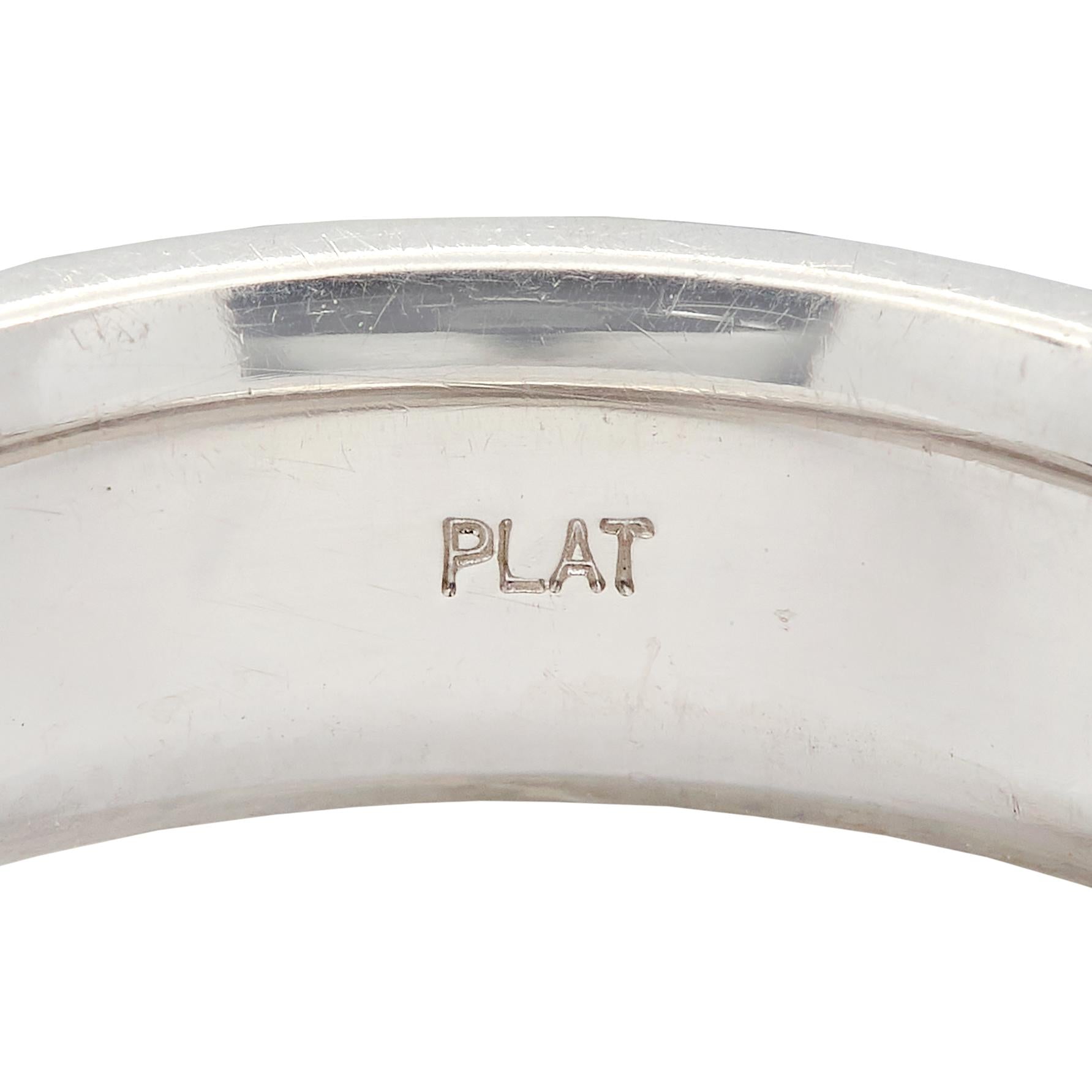 1990's Diamond Platinum Unisex Wide Vintage Wedding Band Ring