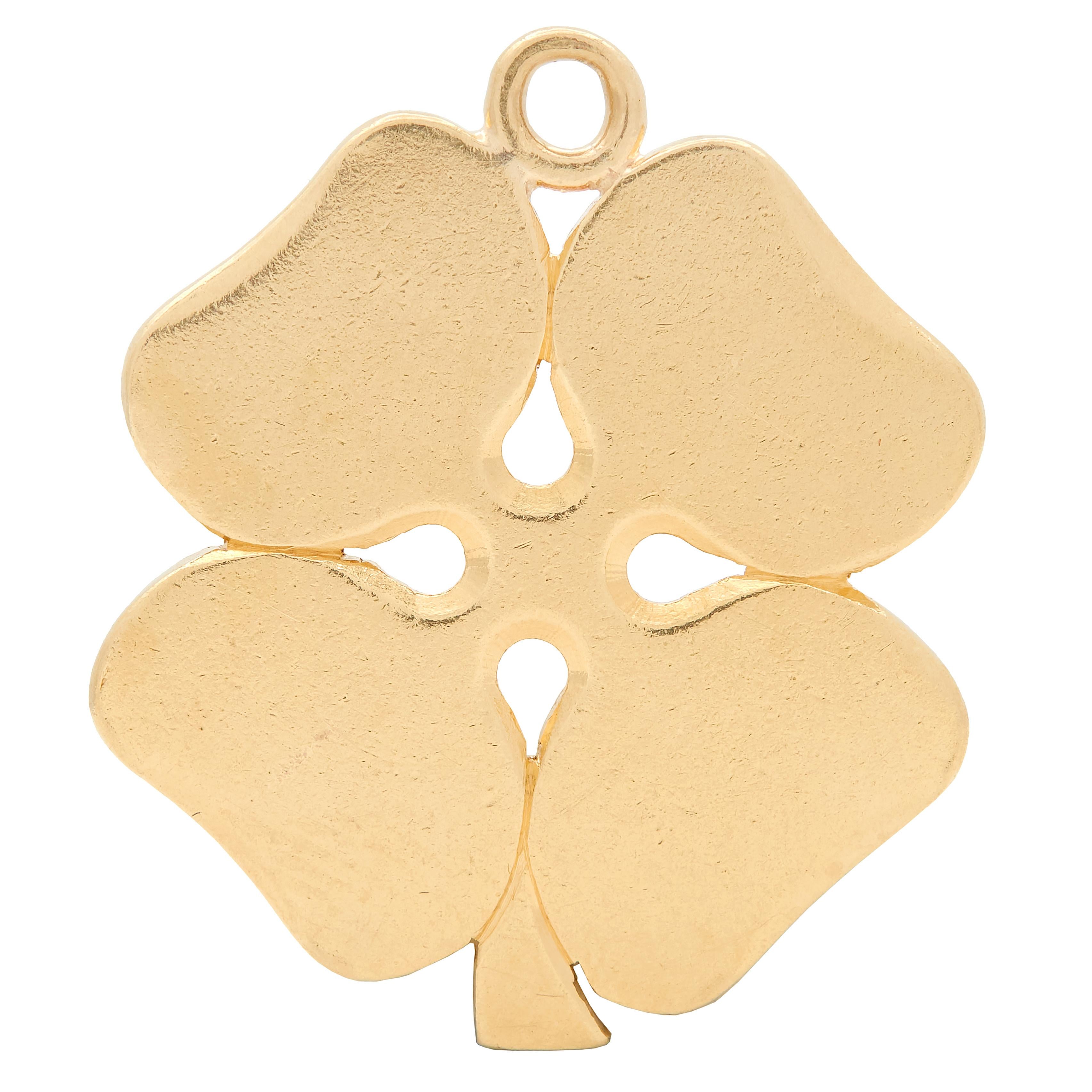 Cartier 1950's 14 Karat Yellow Gold Vintage Four-Leaf Clover Pendant