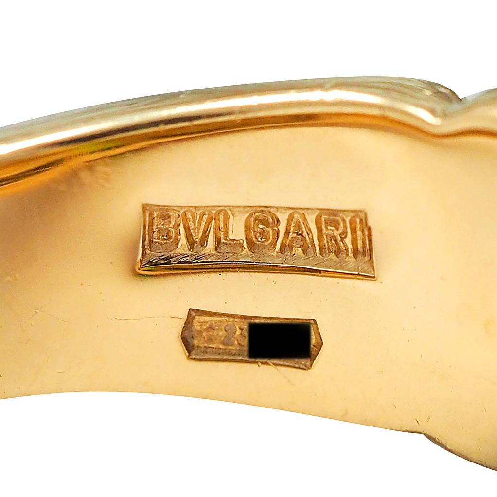 Bulgari 1990 1.96 CTW Diamond Peridot 18 Karat Gold Vintage Passo Doppio Ring