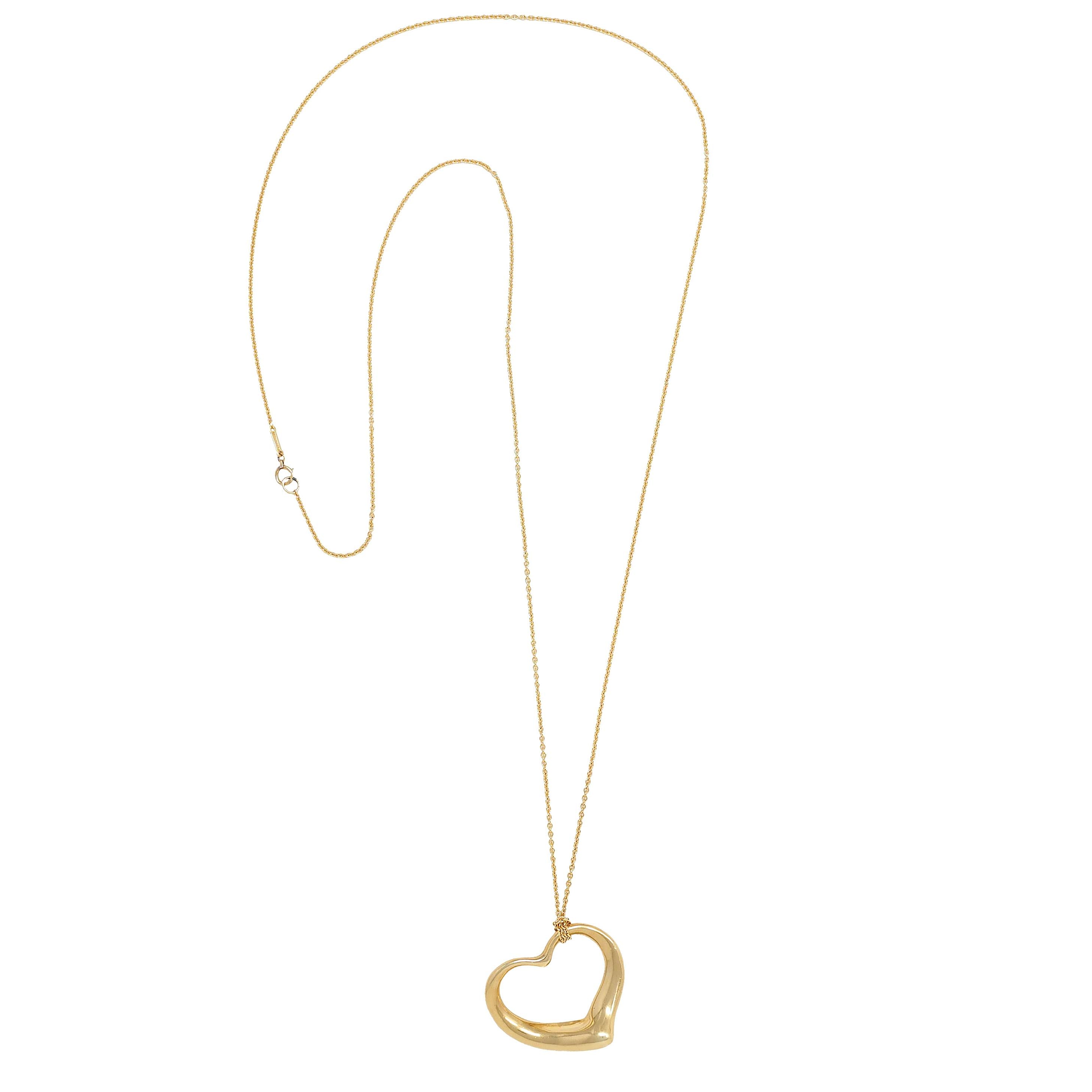 Elsa Peretti Tiffany & Co. 1990's 18K Gold Vintage Open Heart Pendant Necklace