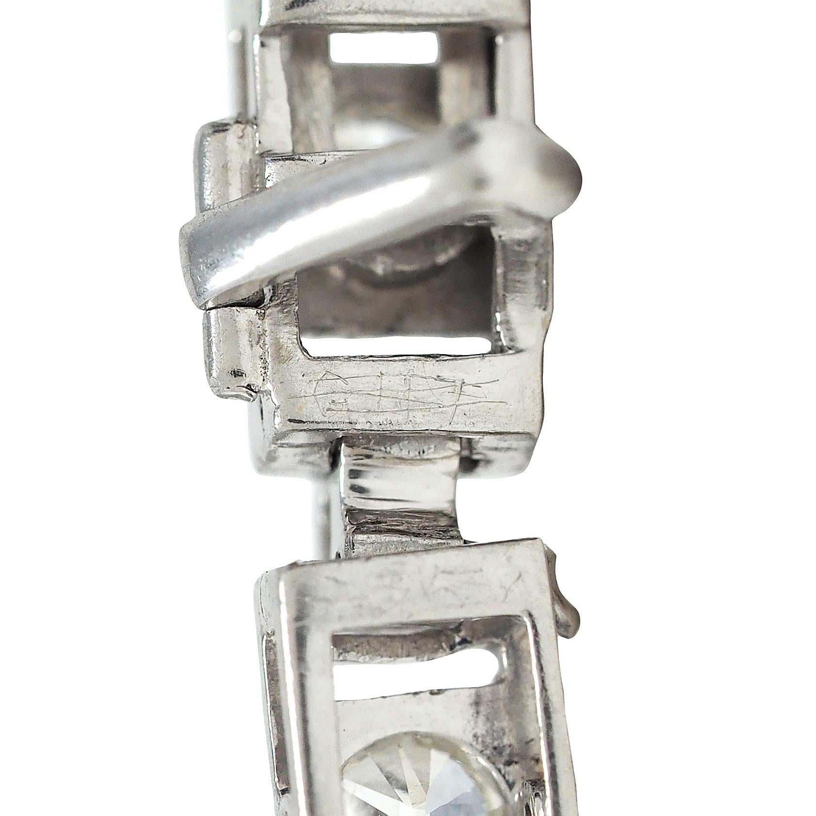 Art Deco 3.15 CTW Old European Cut Diamond Platinum Vintage Line Bracelet