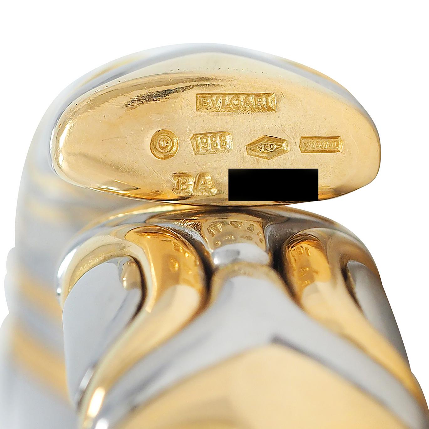 Bulgari 1988 18 Karat Gold Stainless Steel Alveare Vintage Cuff Bracelet