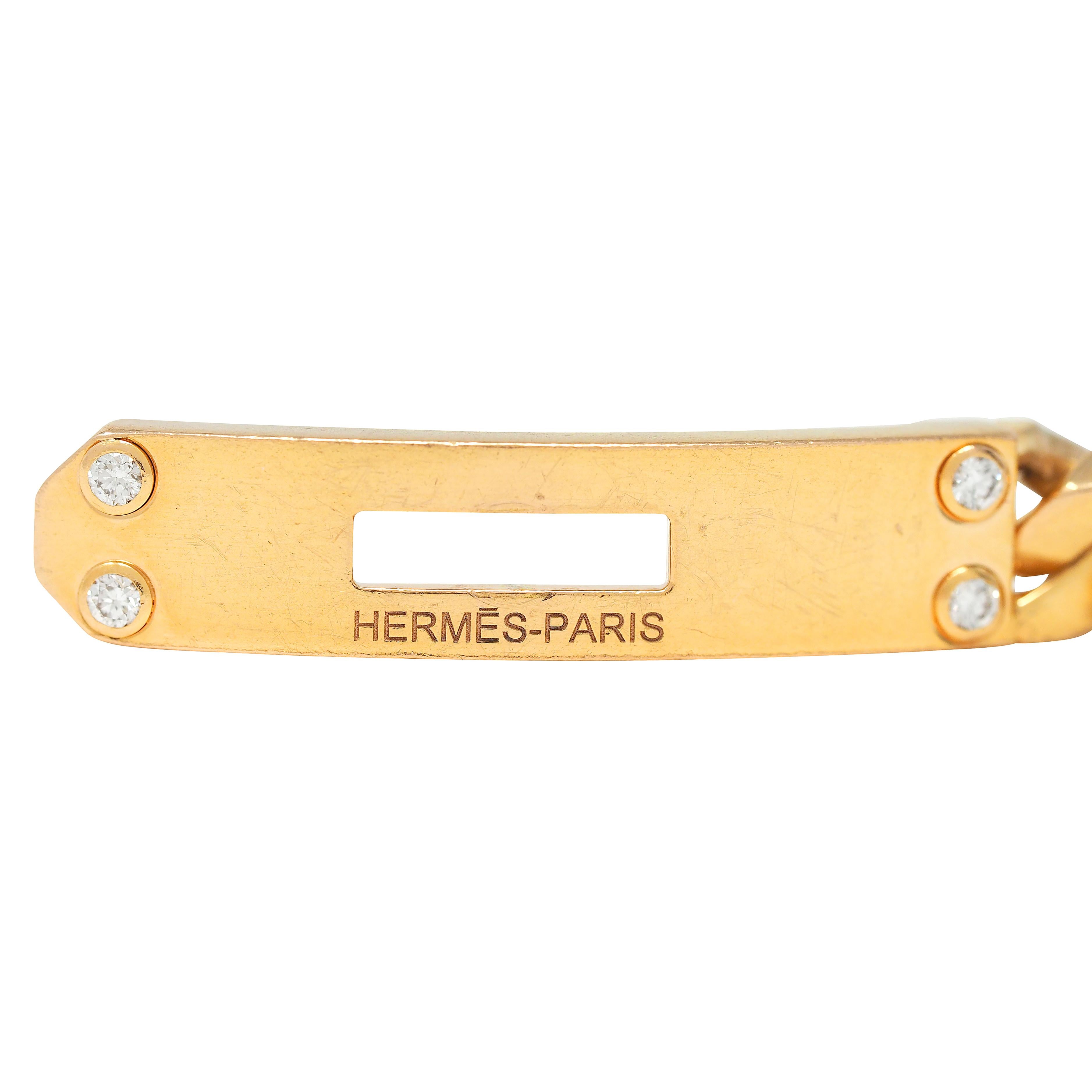 Hermés Contemporary Diamond 18K Gold Kelly Gourmette Cuban Link Bracelet