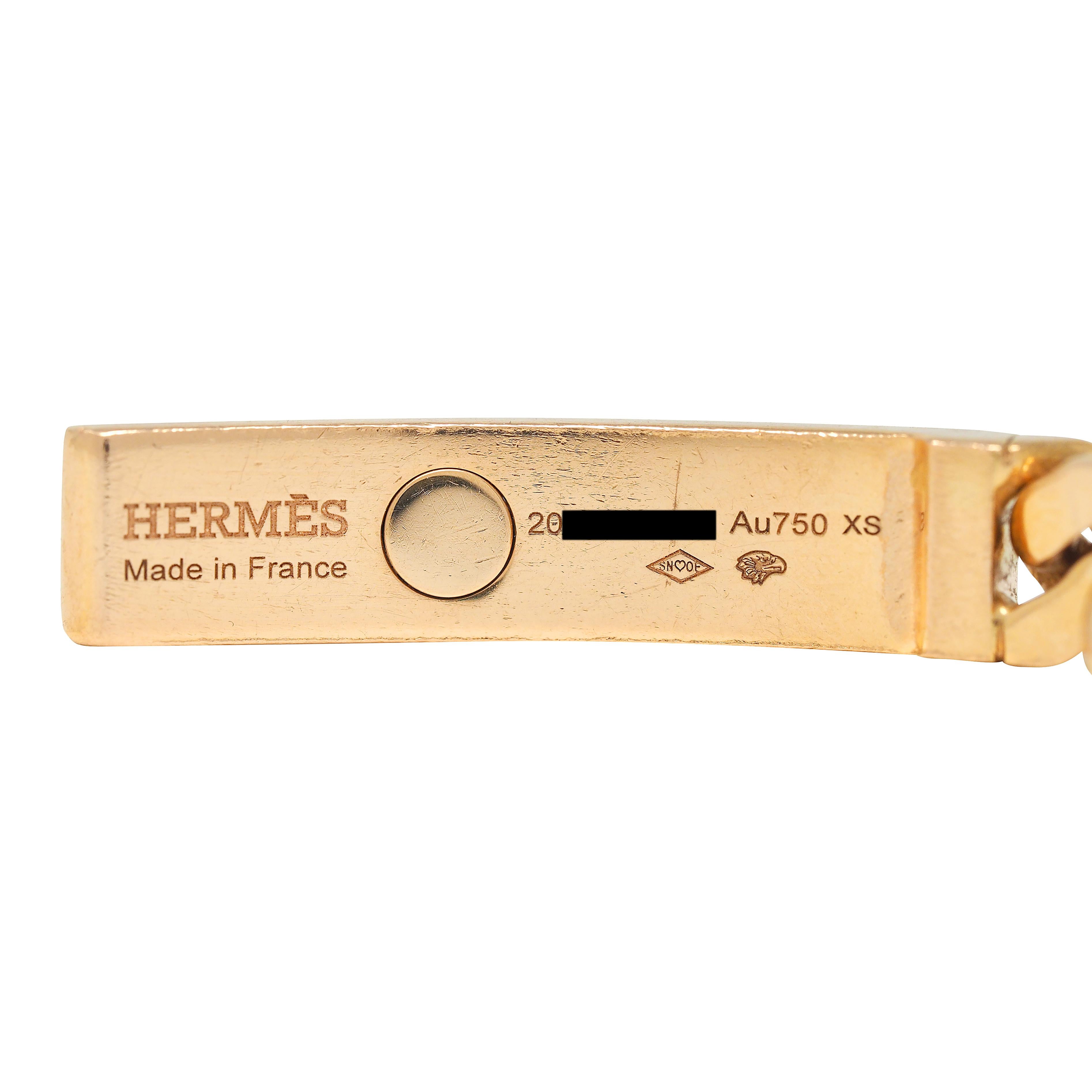 Hermés Contemporary Diamond 18K Gold Kelly Gourmette Cuban Link Bracelet
