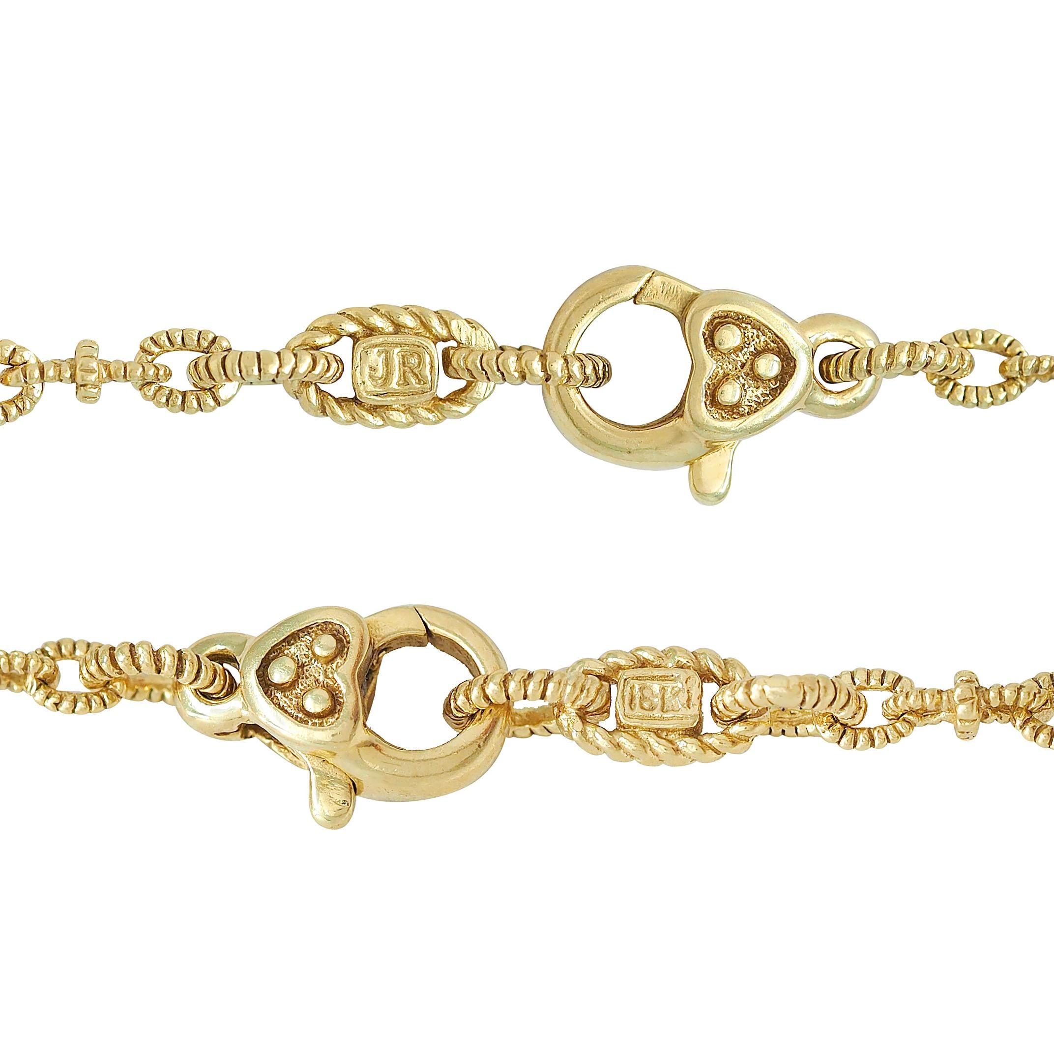Judith Ripka 2000's Akoya Pearl Diamond 18 Karat Yellow Gold Station Necklace