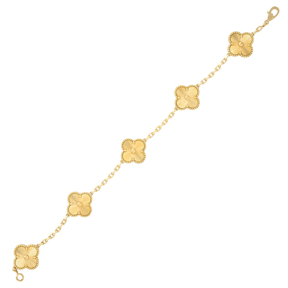 Van Cleef & Arpels 2020's 18K Gold Contemporary Alhambra Station Link Bracelet