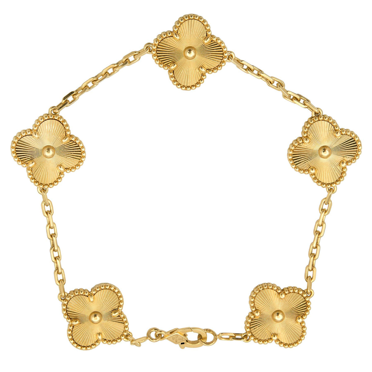 Van Cleef & Arpels 2020's 18K Gold Contemporary Alhambra Station Link Bracelet