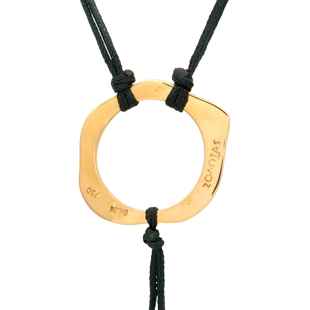 Zolatas 2000's 18 Karat Yellow Gold Contemporary Cord Station Lariat Necklace