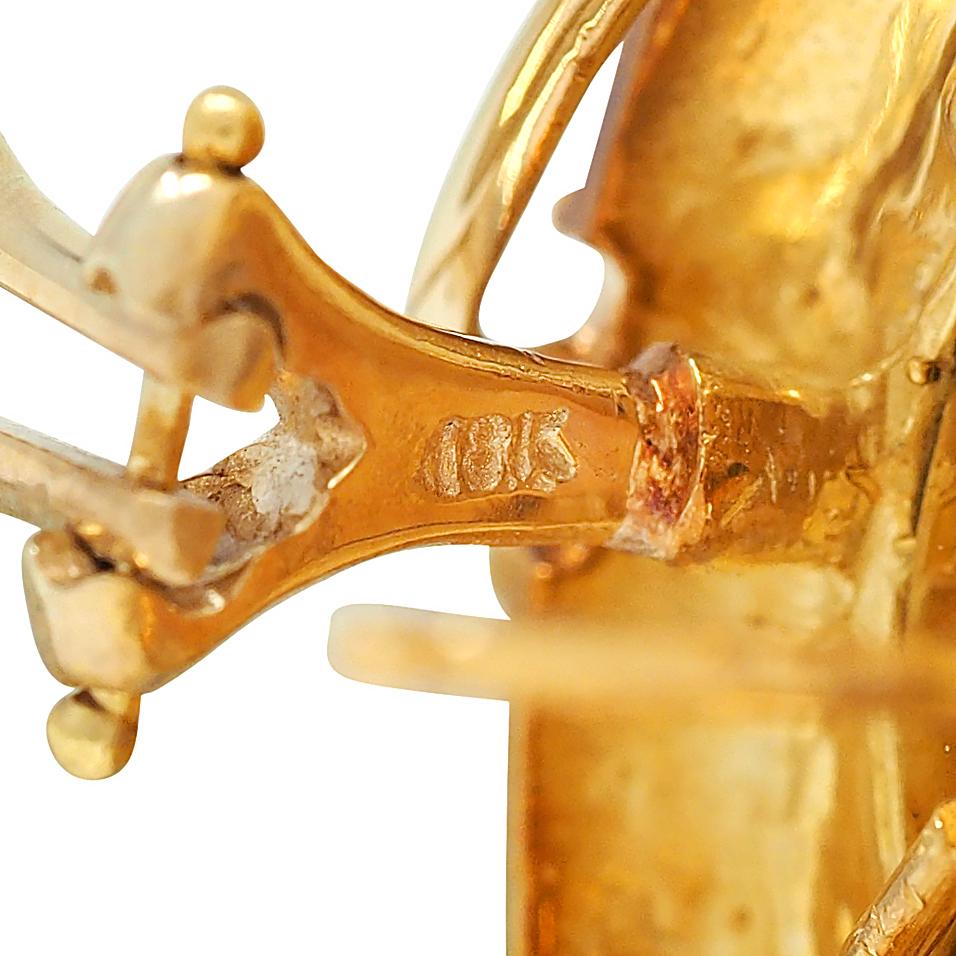 Judith Ripka 2000s Venetian Glass Diamond 18 Karat Yellow Gold Intaglio Earrings