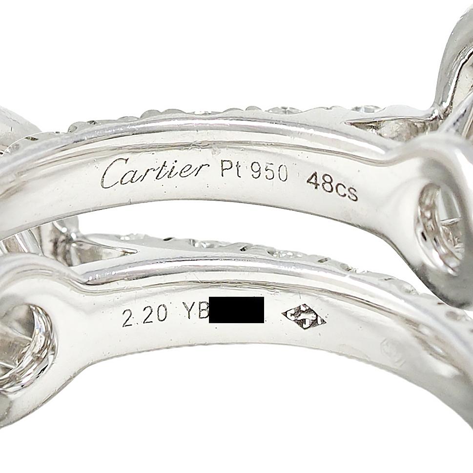 Cartier French 2.60 CTW Diamond Platinum Destinée Halo Engagement Ring GIA