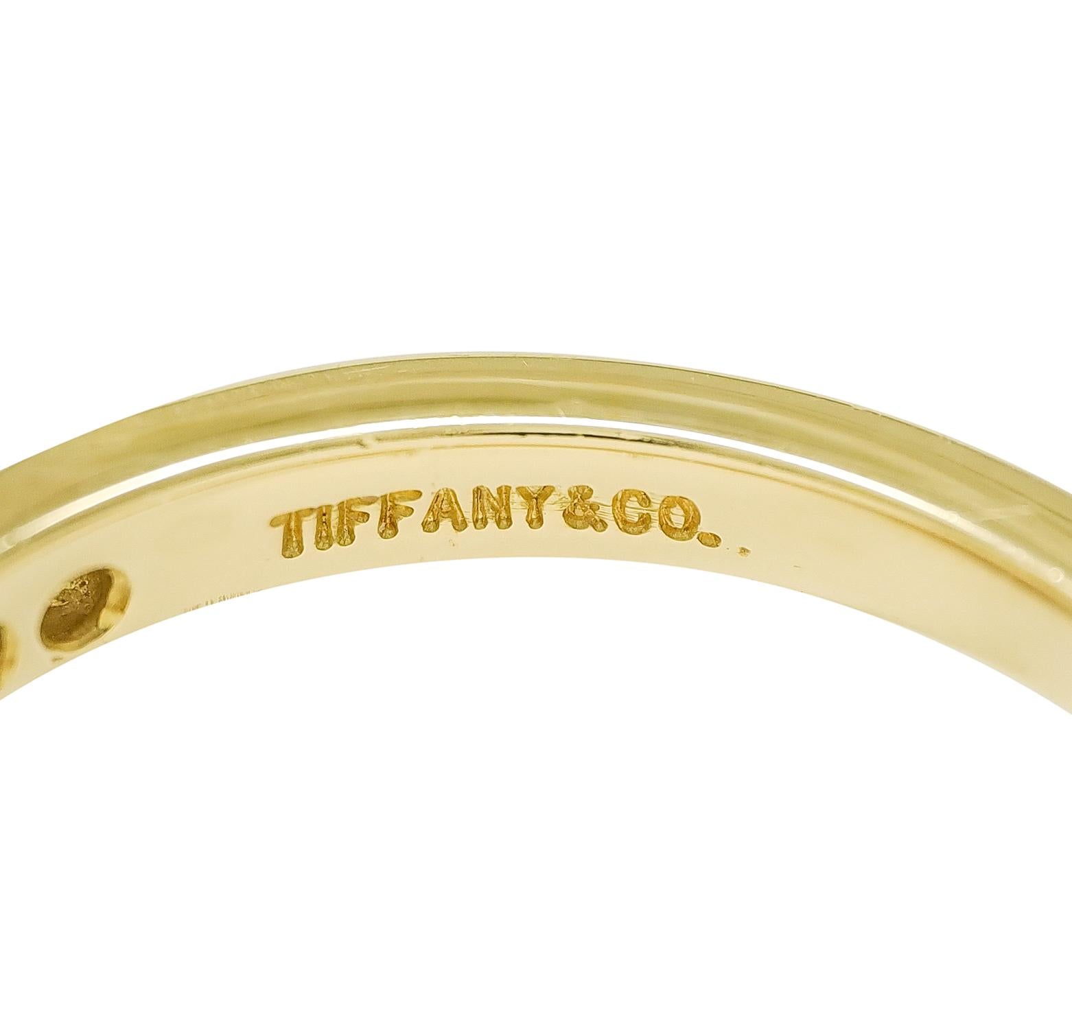 Tiffany & Co. 1990's 1.00 CTW Emerald Diamond 18K Gold Vintage Cluster Ring