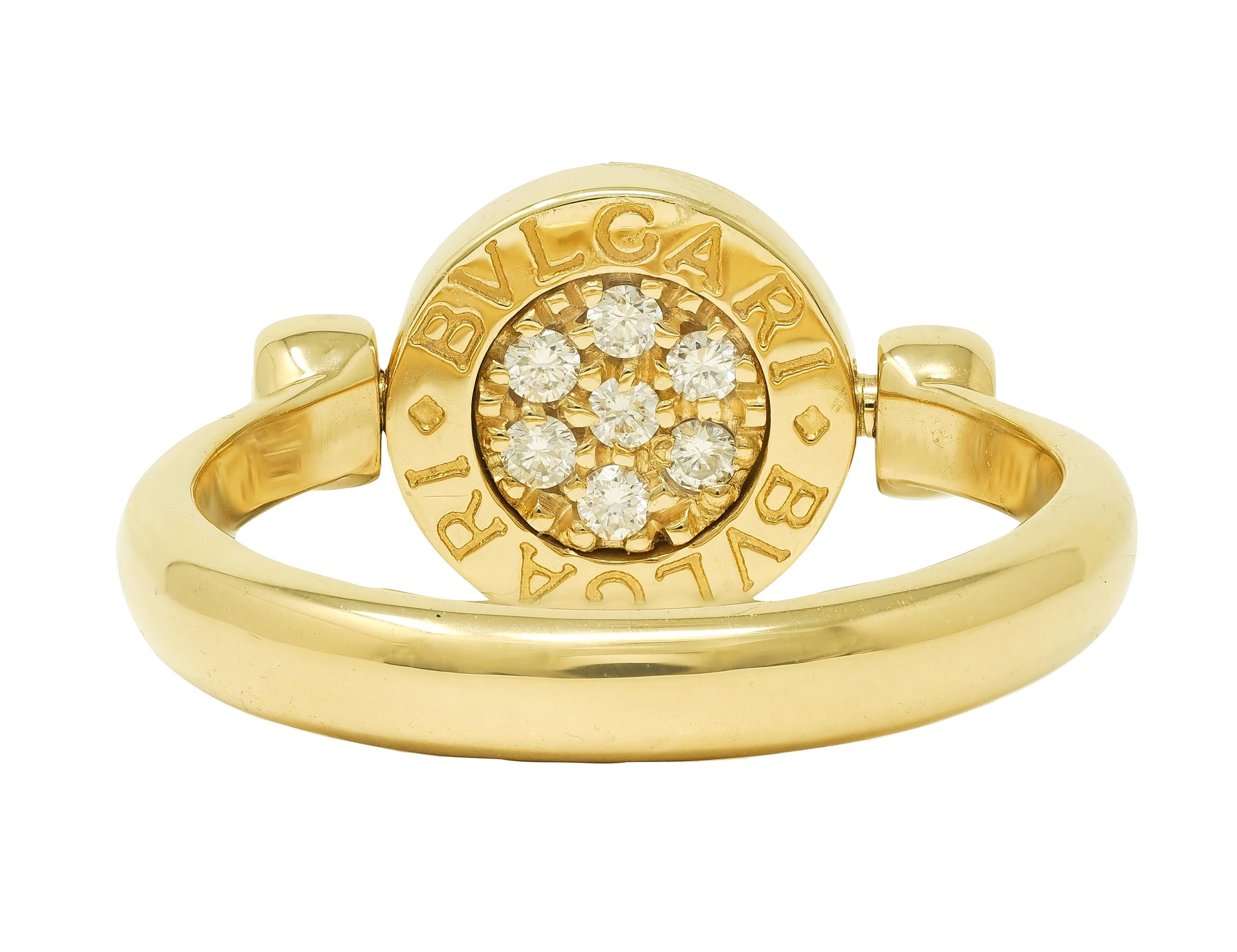 Bulgari Contemporary Diamond 18 Karat Two-Tone Gold Flip Signet Ring