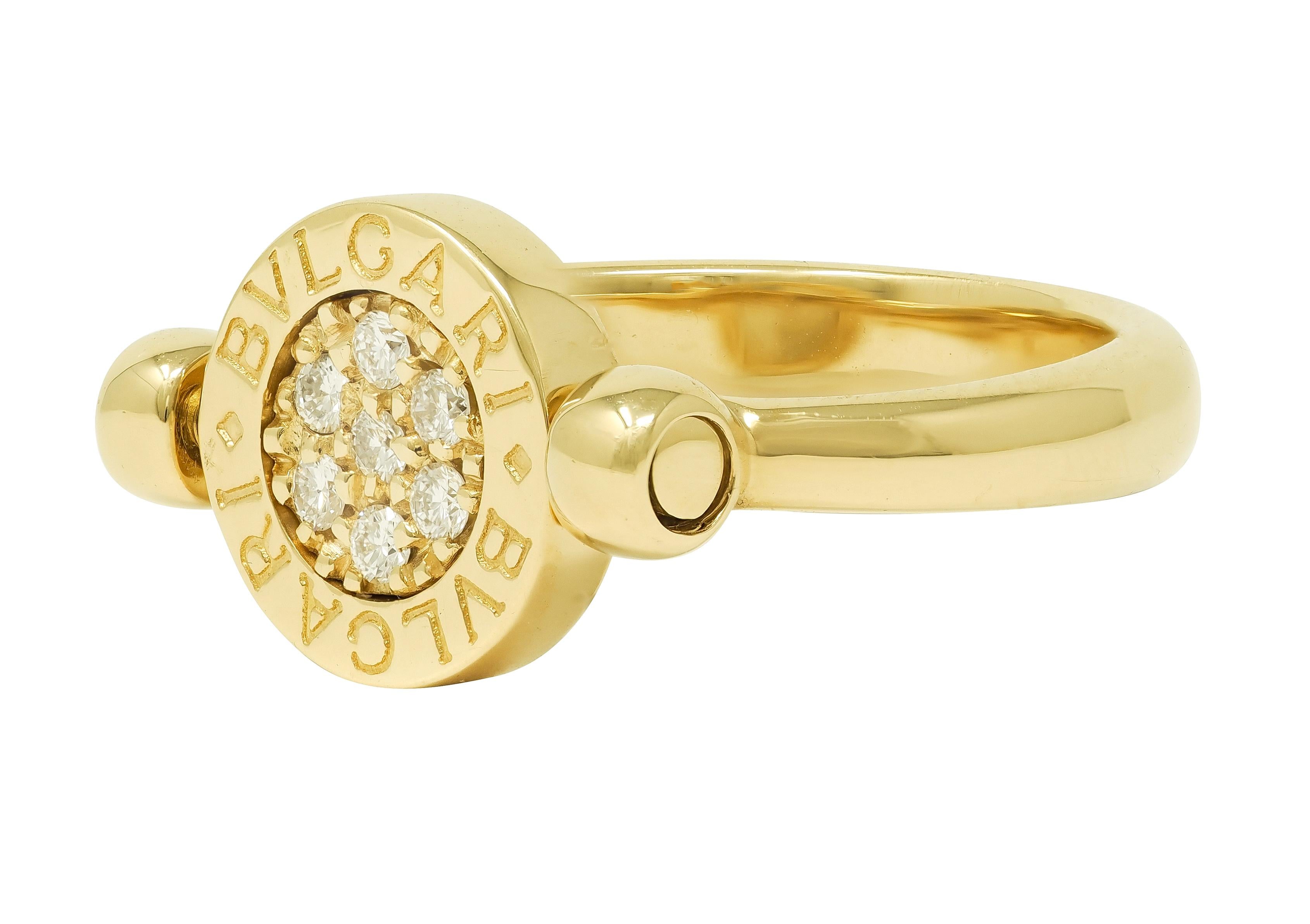 Bulgari Contemporary Diamond 18 Karat Two-Tone Gold Flip Signet Ring
