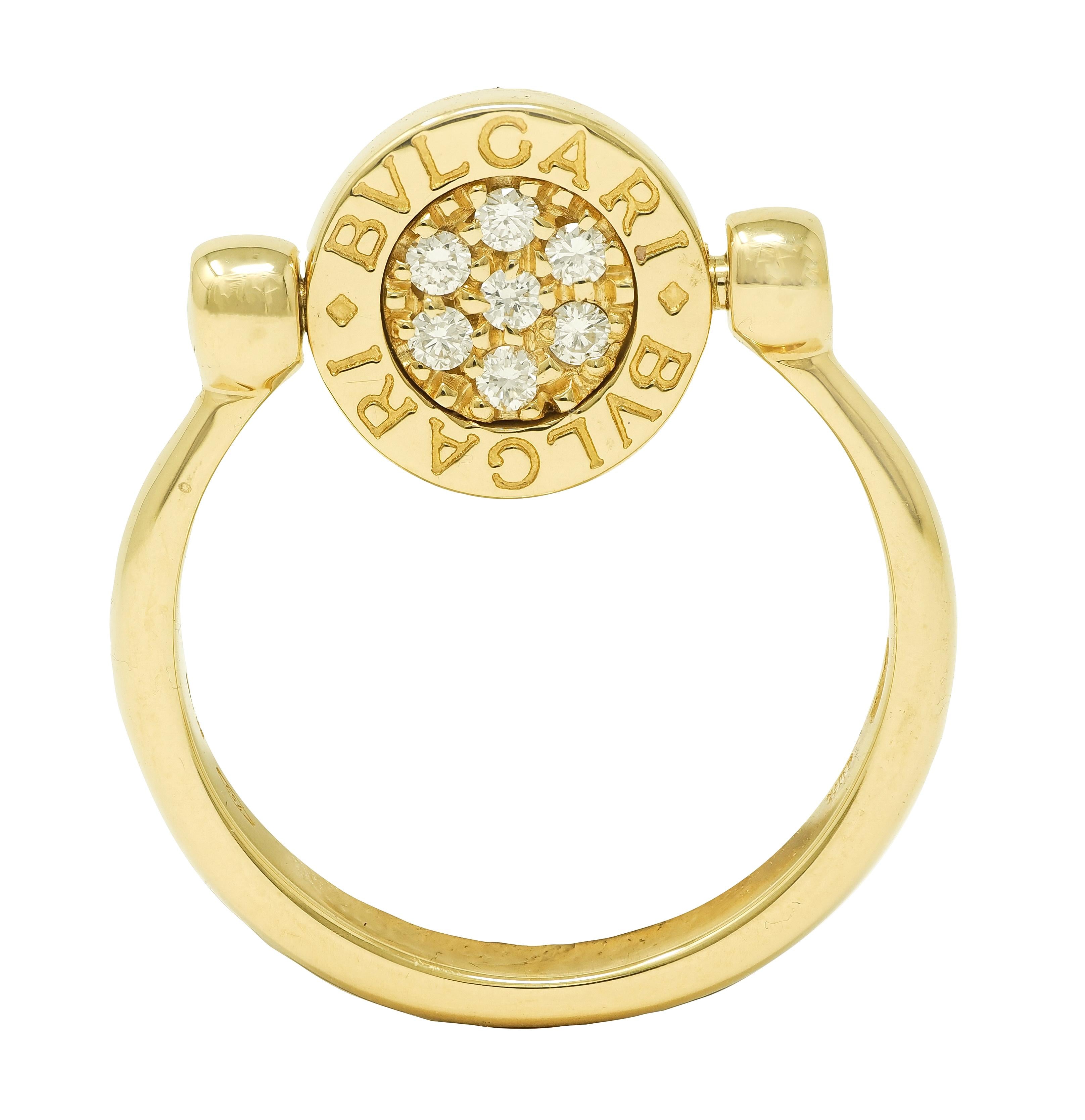 Bulgari Contemporary Diamond 18 Karat Two-Tone Gold Flip Signet Ring