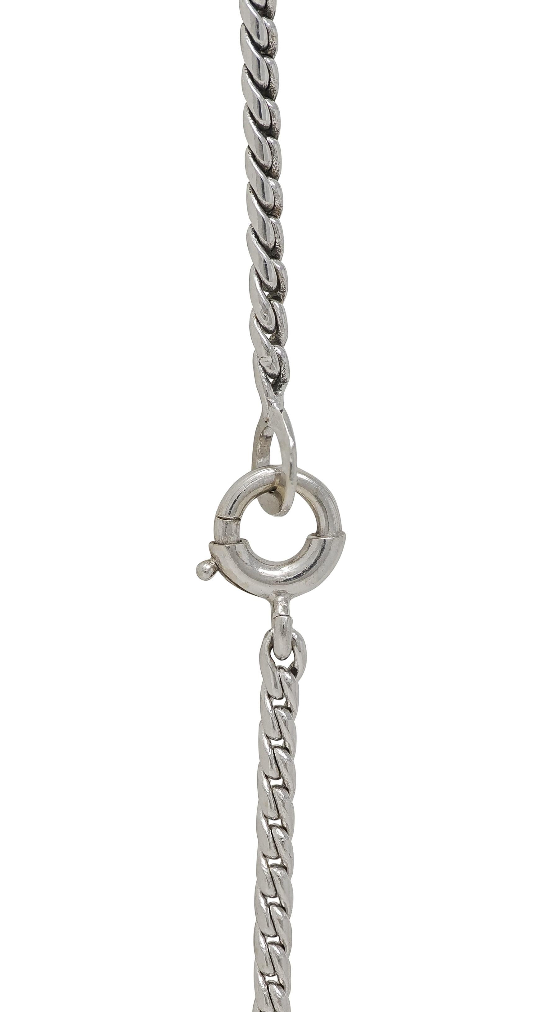 1950's Amethyst 14 Karat White Gold Vintage Floral Heart Pendant Necklace