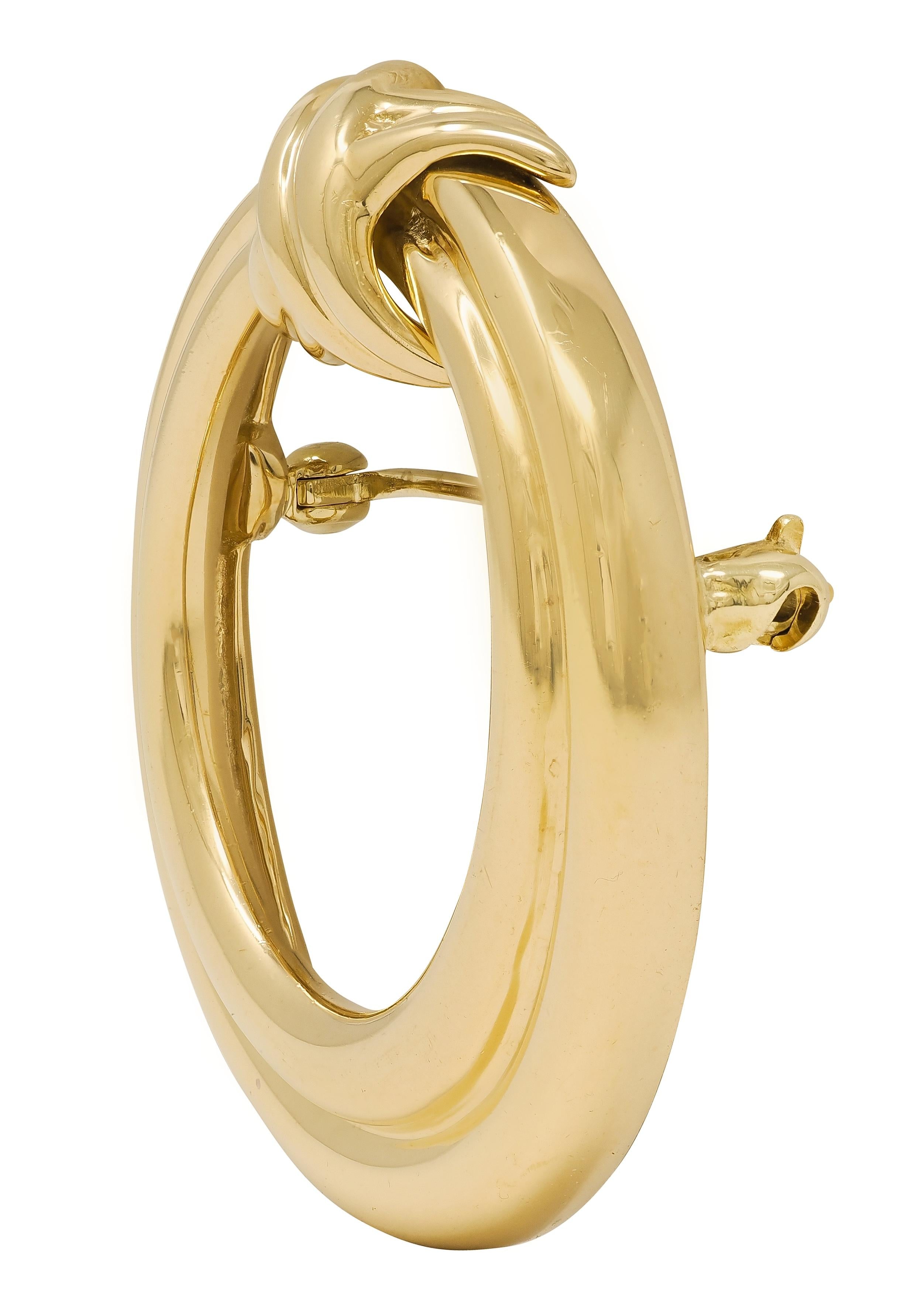 Tiffany & Co. 1990's 18 Karat Yellow Gold Vintage Knotted Circle Brooch