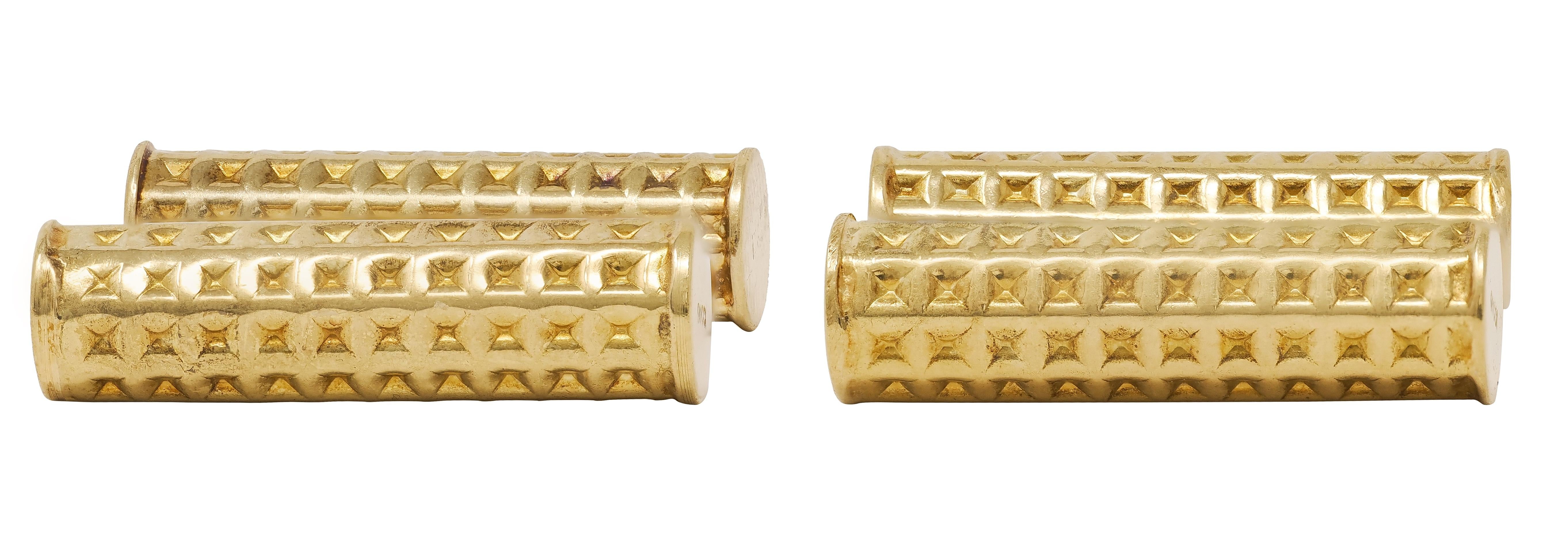 Gucci 1970's 18 Karat Yellow Gold Vintage Barrel Cufflinks