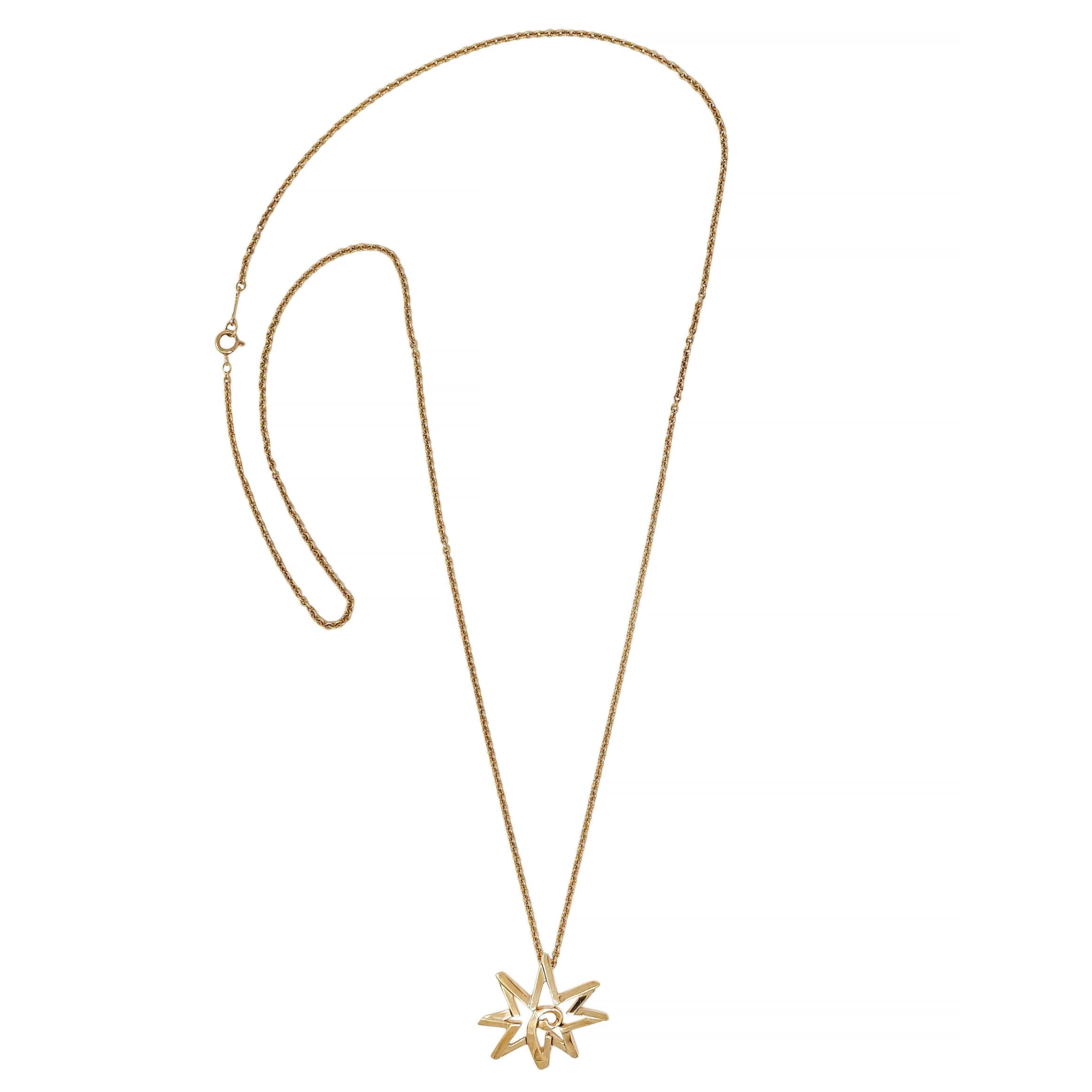 Tiffany & Co. Paloma Picasso Sun Moon 18KT Yellow Gold Vintage Pendant Necklace