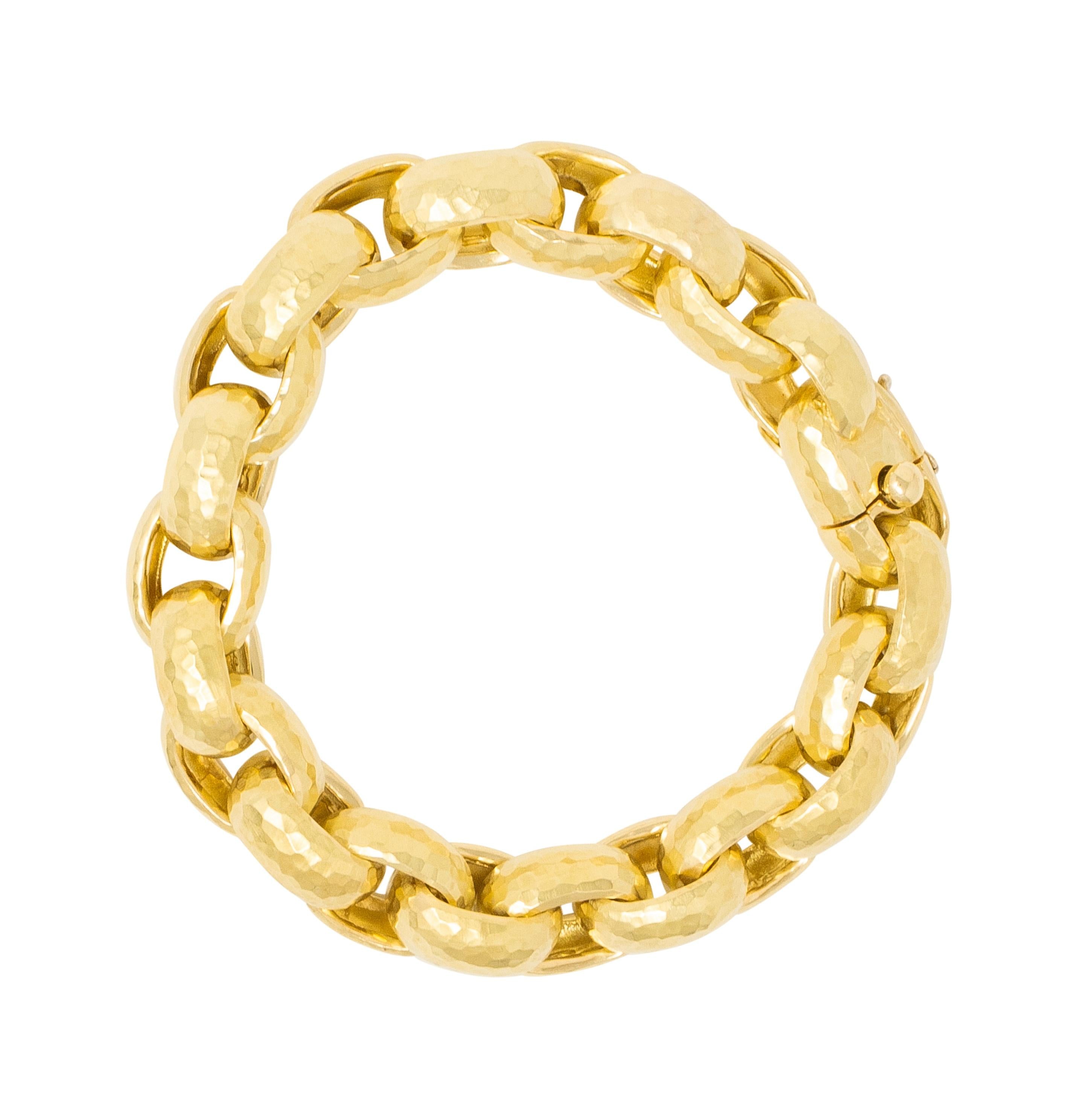 Paloma Picasso Tiffany & Co. 1980's Vintage 18K Gold Hammered Link Bracelet