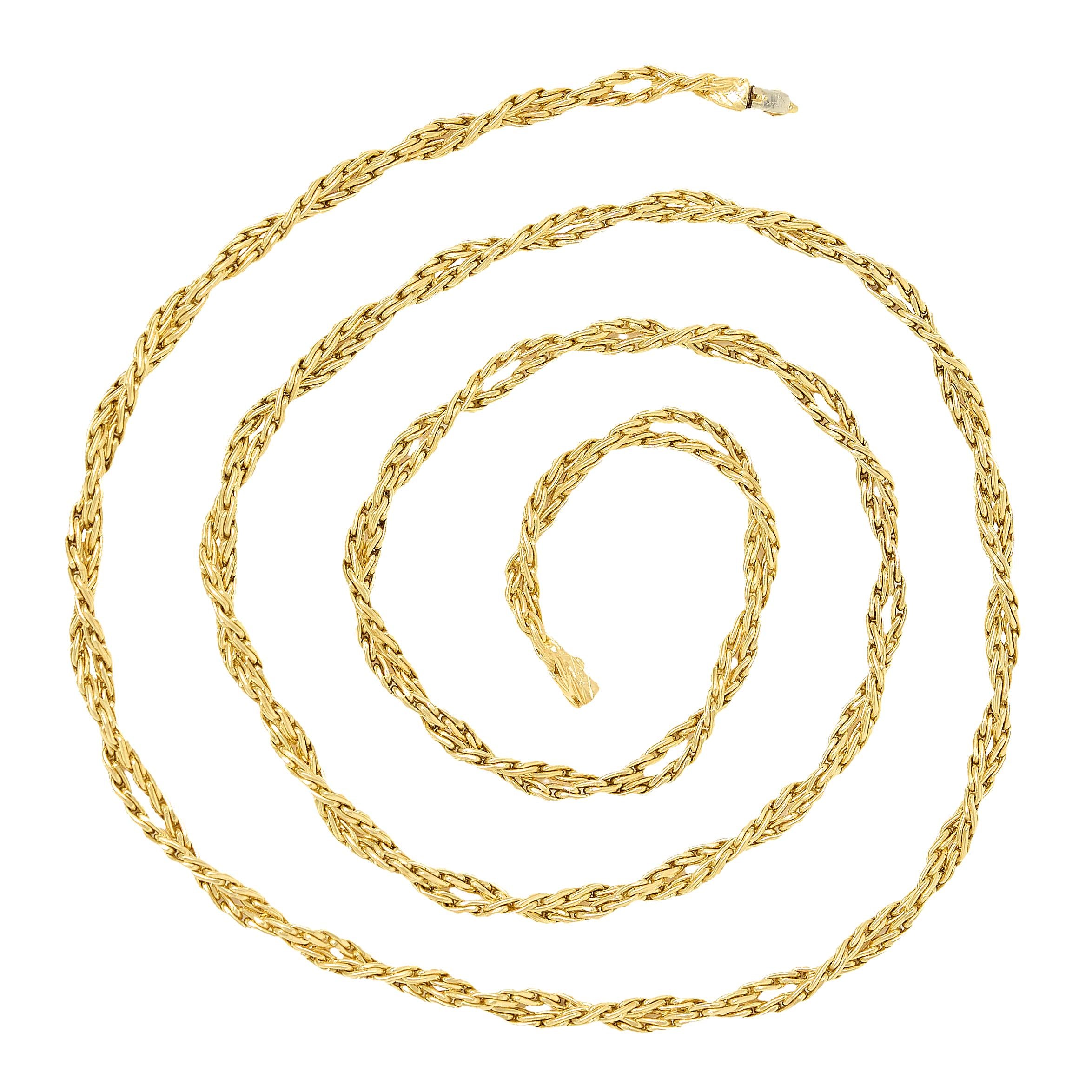 Buccellati 1970's 18 Karat Yellow Gold Vintage Twisted Rope Chain Necklace