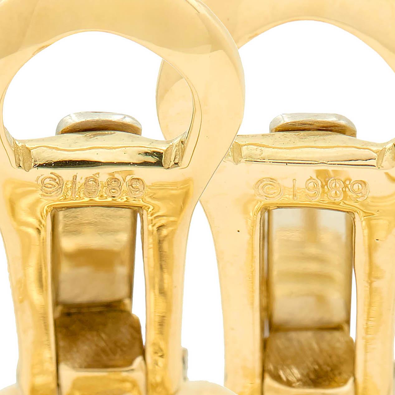 Tiffany & Co. 1989 18K Gold Vintage Vannerie Basket Weave J-Hoop Earrings