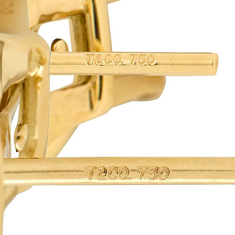 Tiffany & Co. 1989 18K Gold Vintage Vannerie Basket Weave J-Hoop Earrings