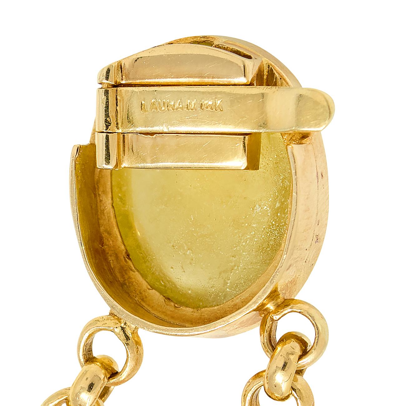 Laura Munder Multi-Gem Opal Cabochon 14 Karat Yellow Gold Station Necklace